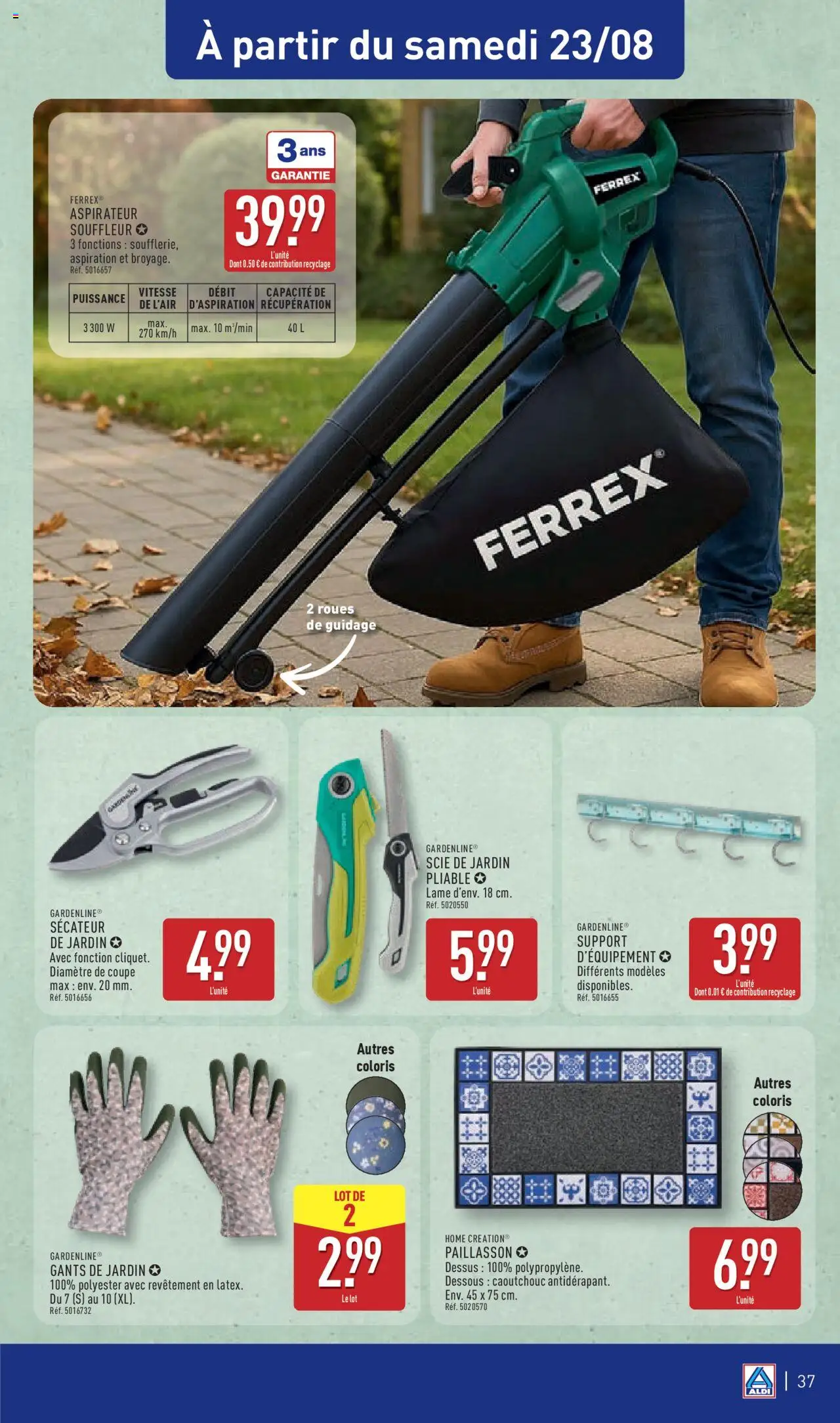  | Page: 39 | Produits: Aspirateur, Sécateur de jardin, Paillasson, Gants