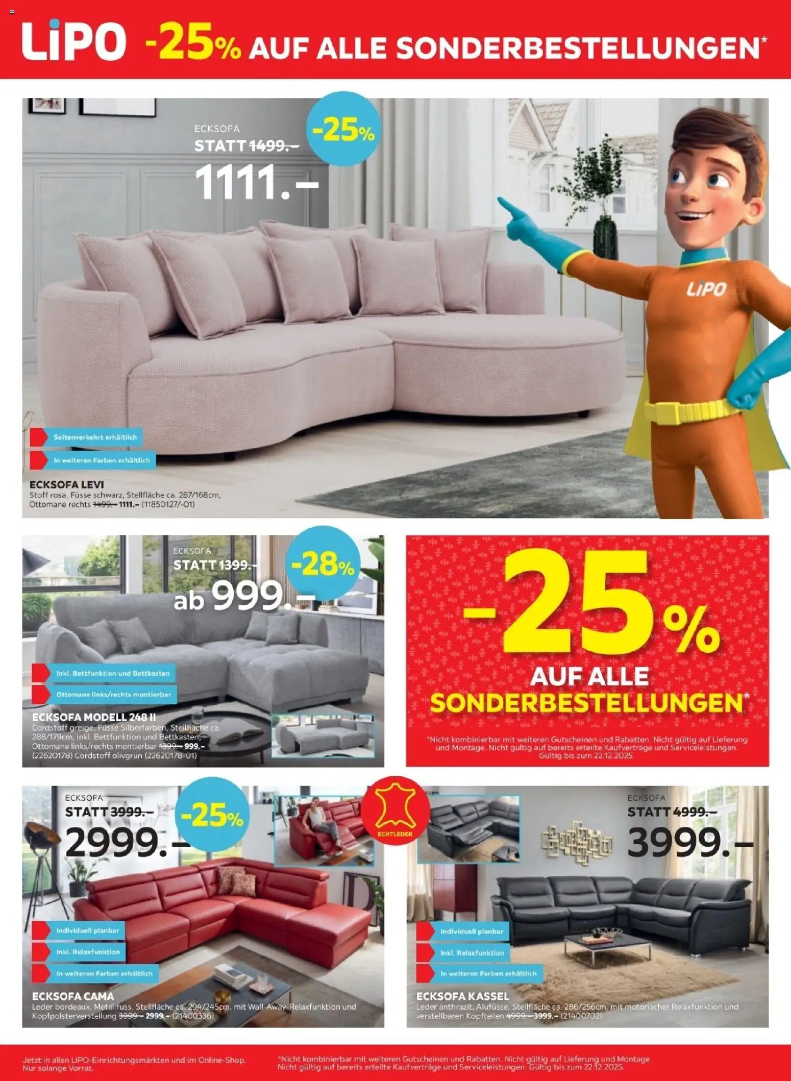 Lipo Aktionen -50% – gültig ab 09.12.2025 | Seite: 4 | Produkte: Ecksofa
