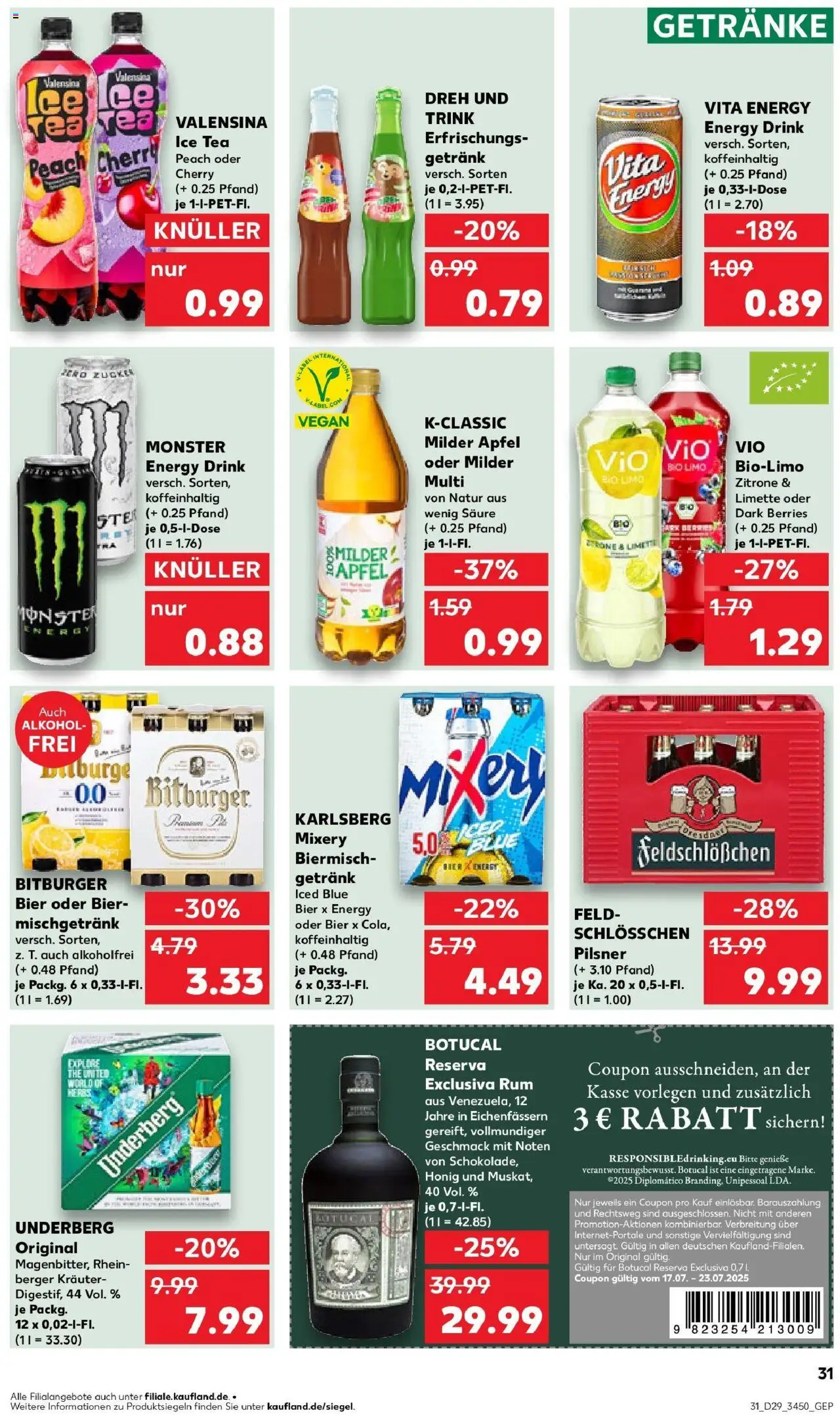 Kaufland prospekt Finsterwalde	 - gültig ab dem 21.07.2025 | Seite: 44 | Produkte: Rum, Valensina, Monster, Mixery