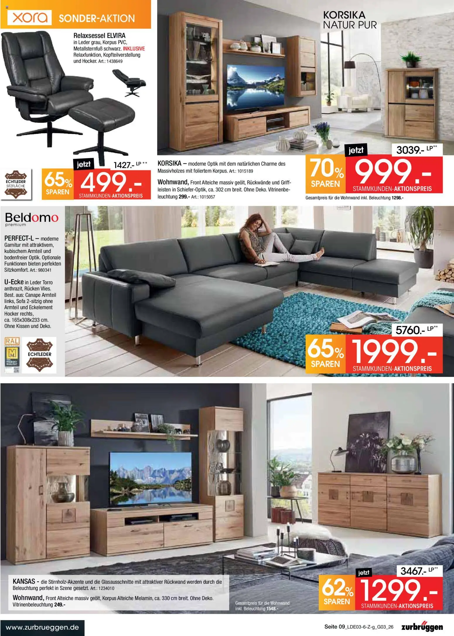 Zurbrüggen Bonus Sonder-Tage – gültig ab 15.03.2026 | Seite: 9 | Produkte: Hocker, Relaxsessel, Wohnwand, Kissen