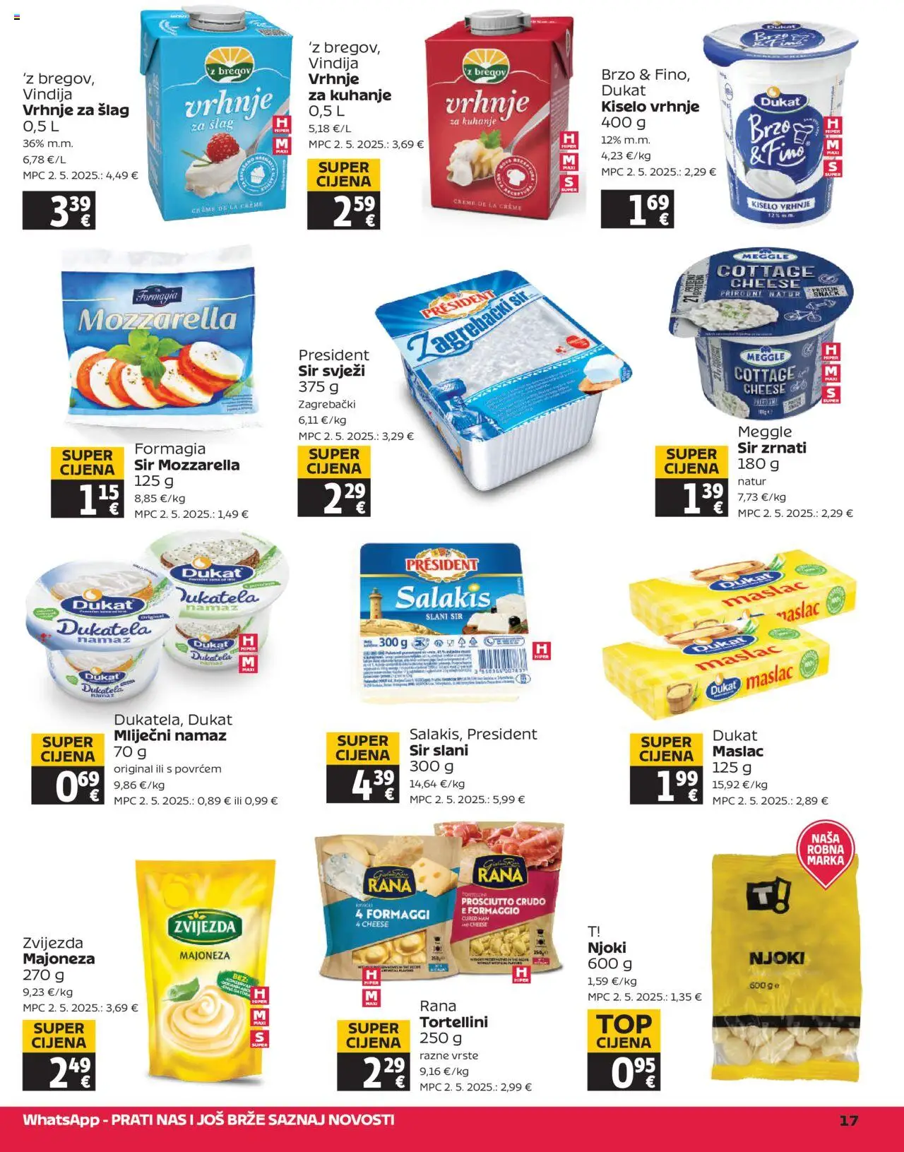 Tommy katalog | vrijedi od 03.07.2025 | Stranica: 17 | Proizvodi: Vindija, Vrhnje za šlag, Mozzarella, Maslac