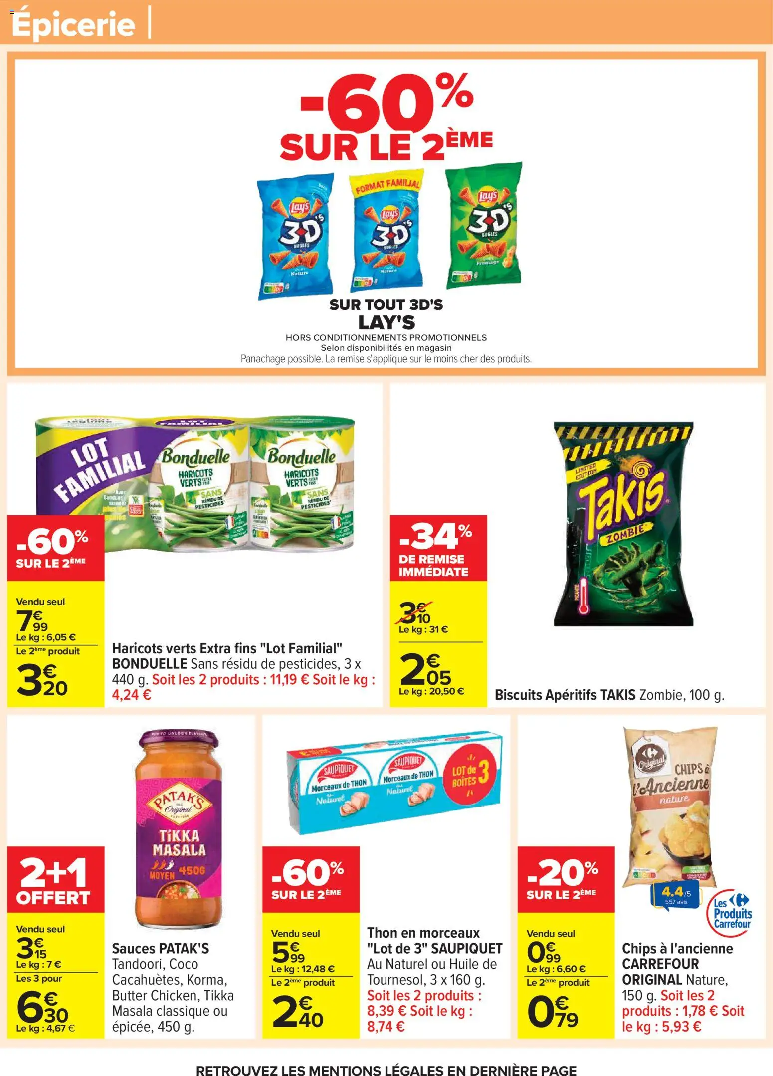 {H1} | Page: 38 | Produits: Haricots verts, Thon, Huile, Chips