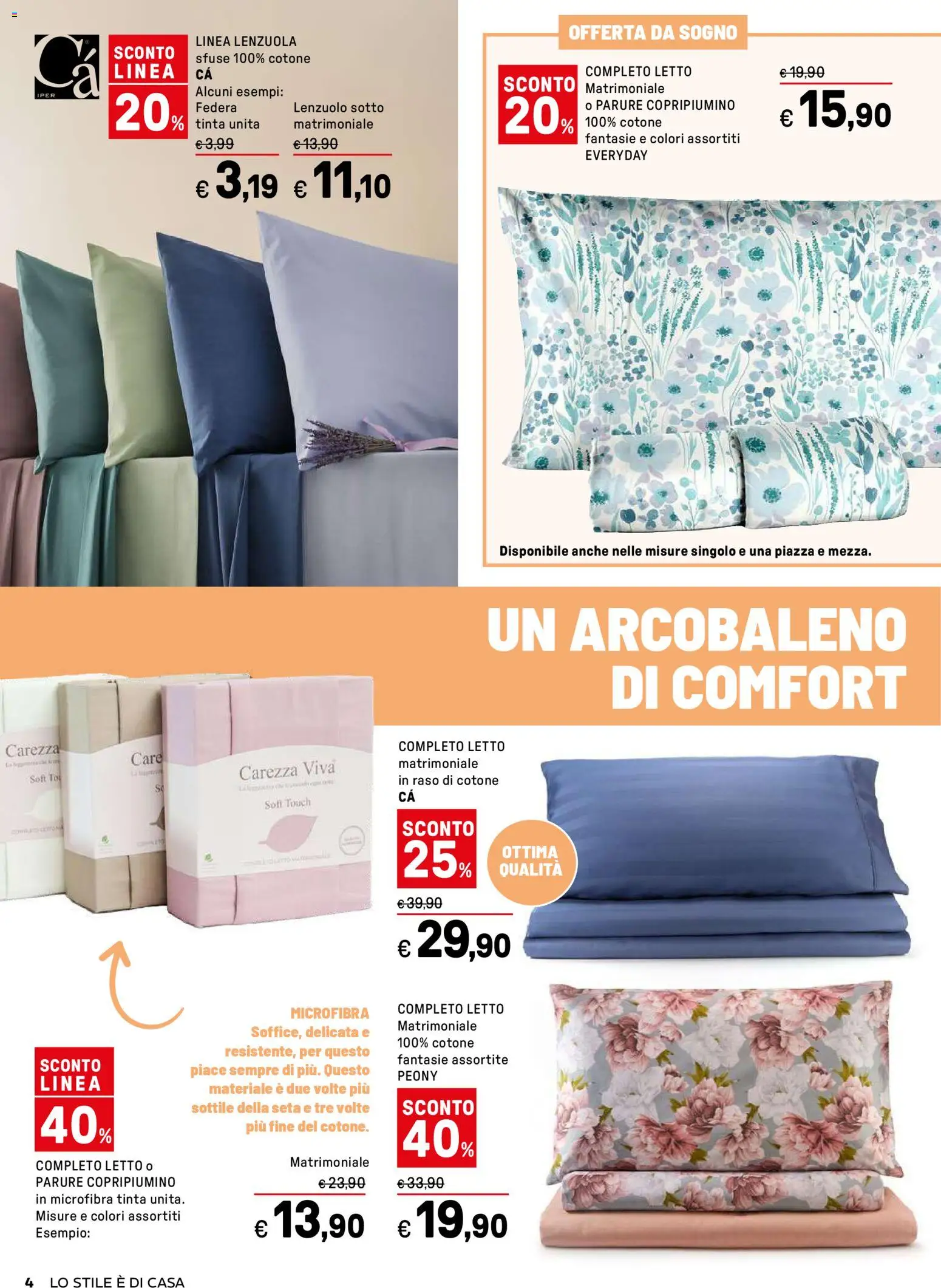 Volantino Iper del 07.04.2026 | Pagina: 4 | Prodotti: Copripiumino, Letto, Federa, Lenzuola