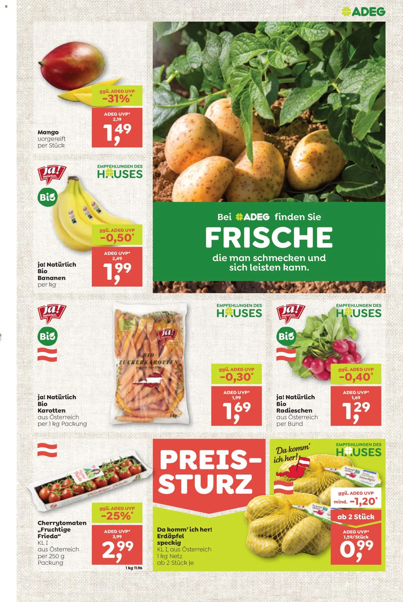 ADEG Flugblatt gültig ab 16.04.2026 | Seite: 3 | Produkte: Mango, Bananen