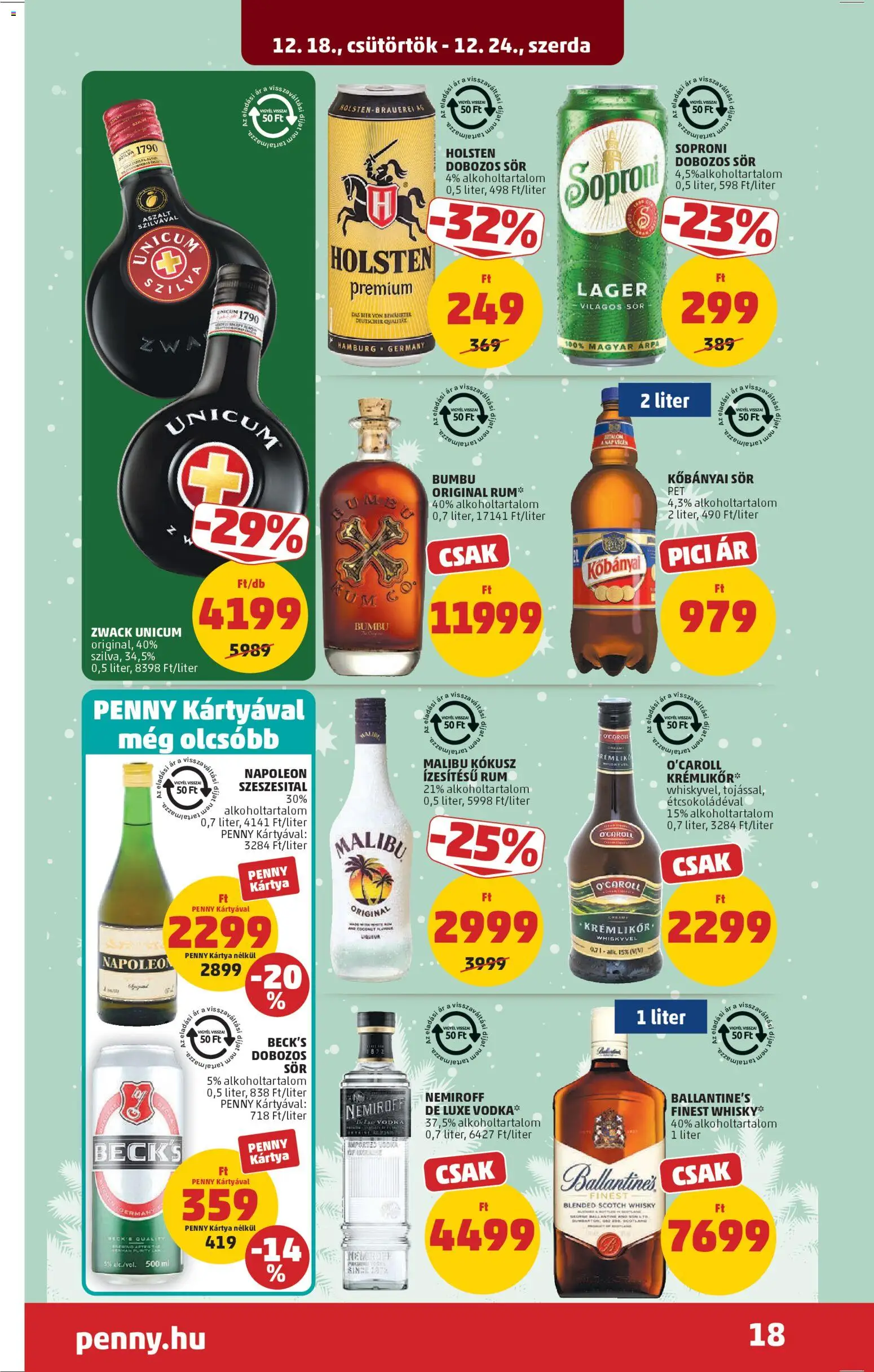 PENNY akciós ujság - amely érvényes a következő dátumtól: 18.12.2025 | Oldal: 22 | Termékek: Krémlikőr, Szilva, Vodka, Whisky