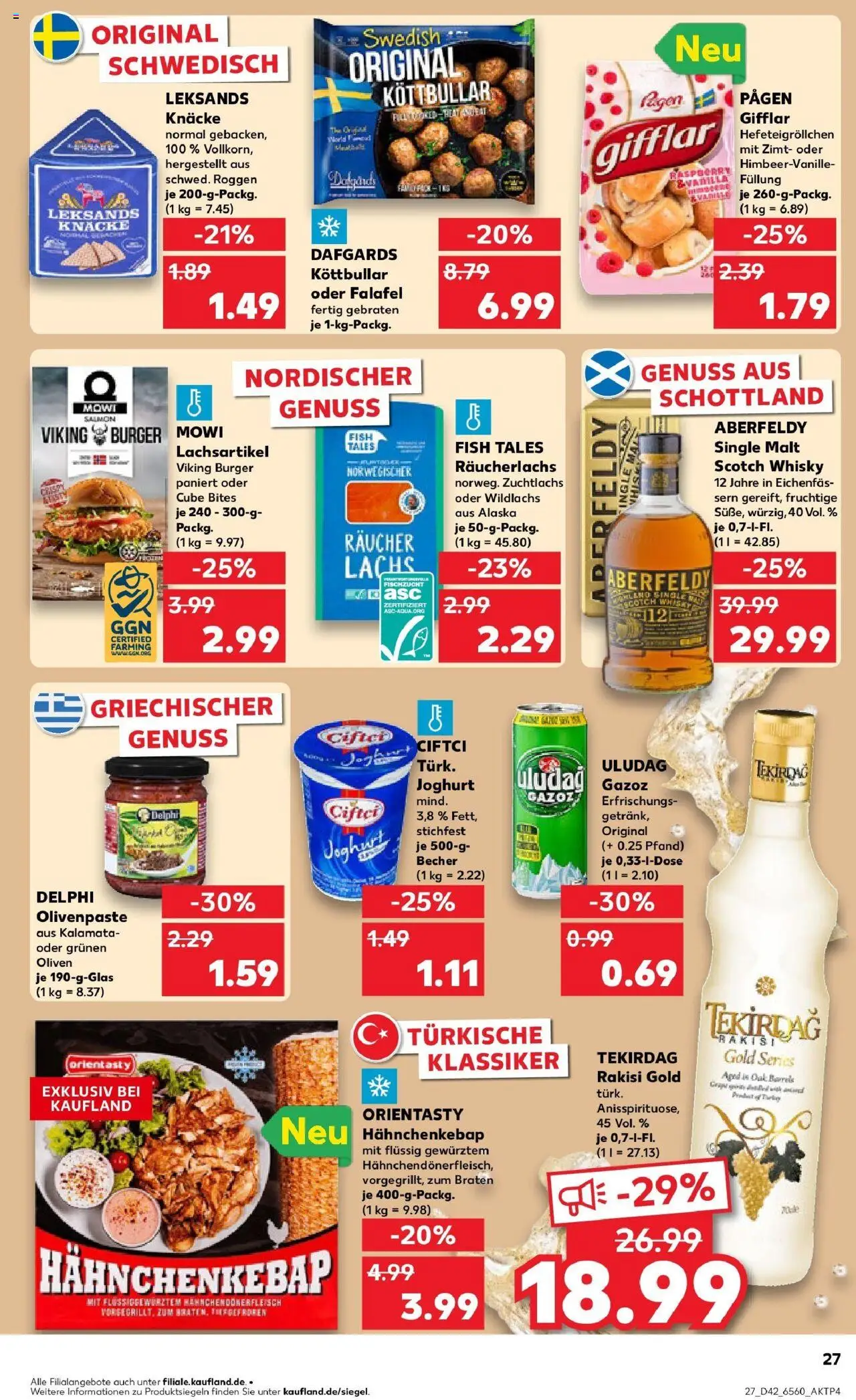 Kaufland prospekt Bocholt	 – gültig ab 19.10.2025 | Seite: 27 | Produkte: Whisky, Joghurt, Burger, Räucherlachs