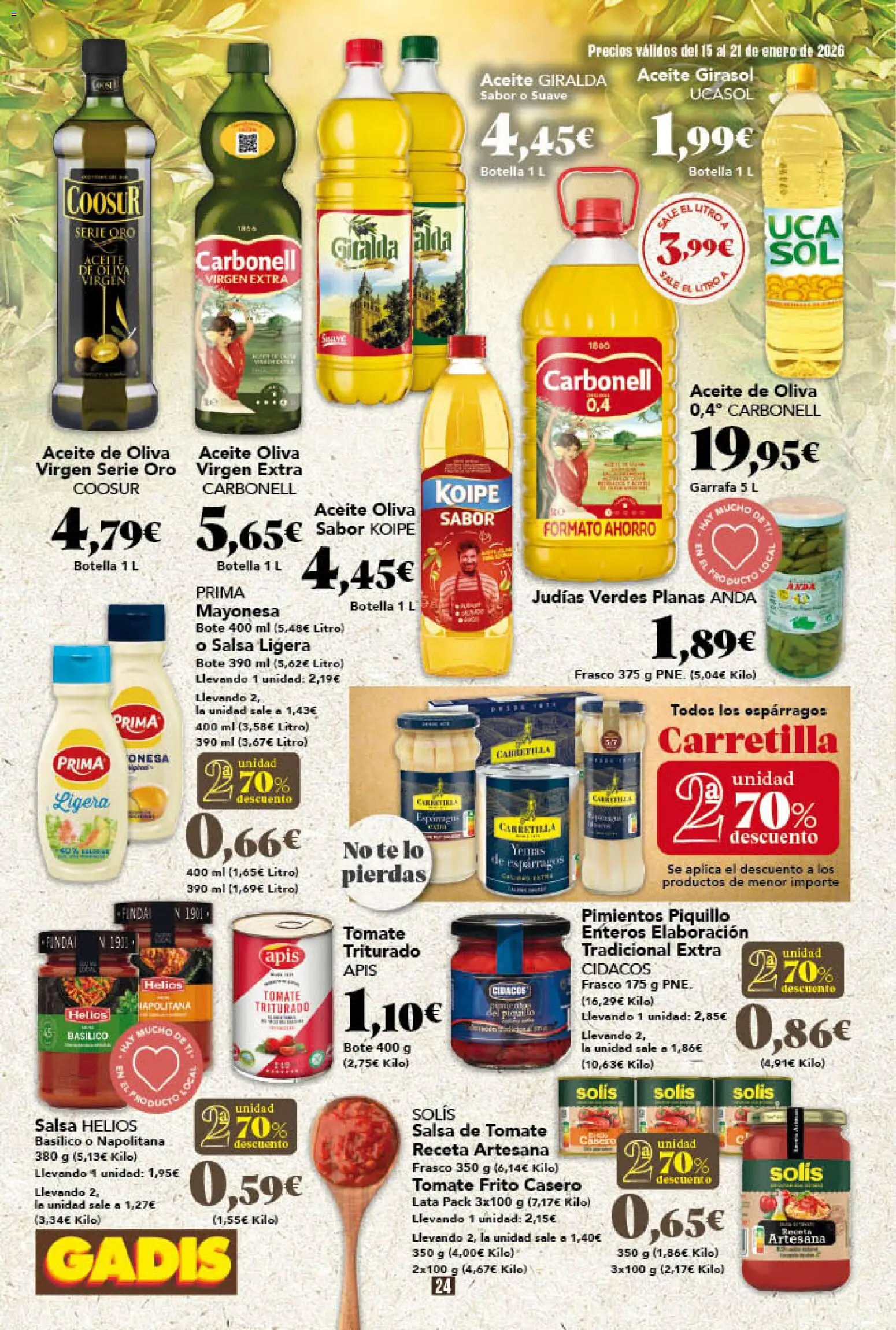 Gadis - folleto │ válido desde el 15.01.2026 | Página: 24 | Productos: Aceite, Salsa de tomate, Té, Οθόνη προβολής