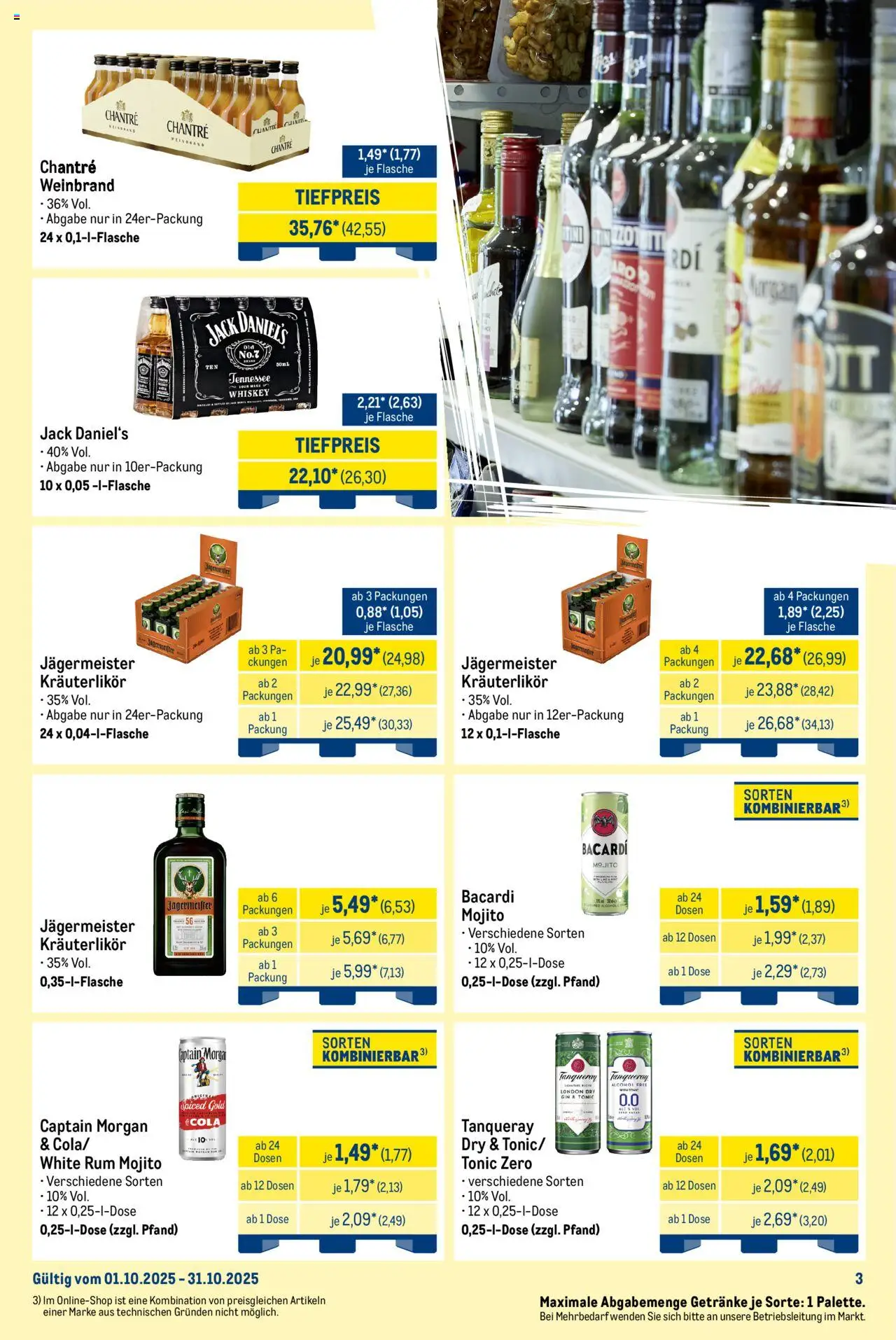 Metro Monats-Mix – gültig ab 01.10.2025 | Seite: 3 | Produkte: Chantré, Captain morgan, Gin, Whiskey