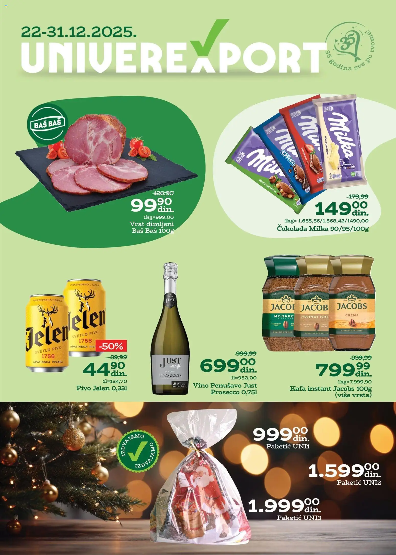 Univerexport katalog - važi od 22.12.2025 | Strana: 1 | Proizvode: Milka, Kafa, Vino, Pivo