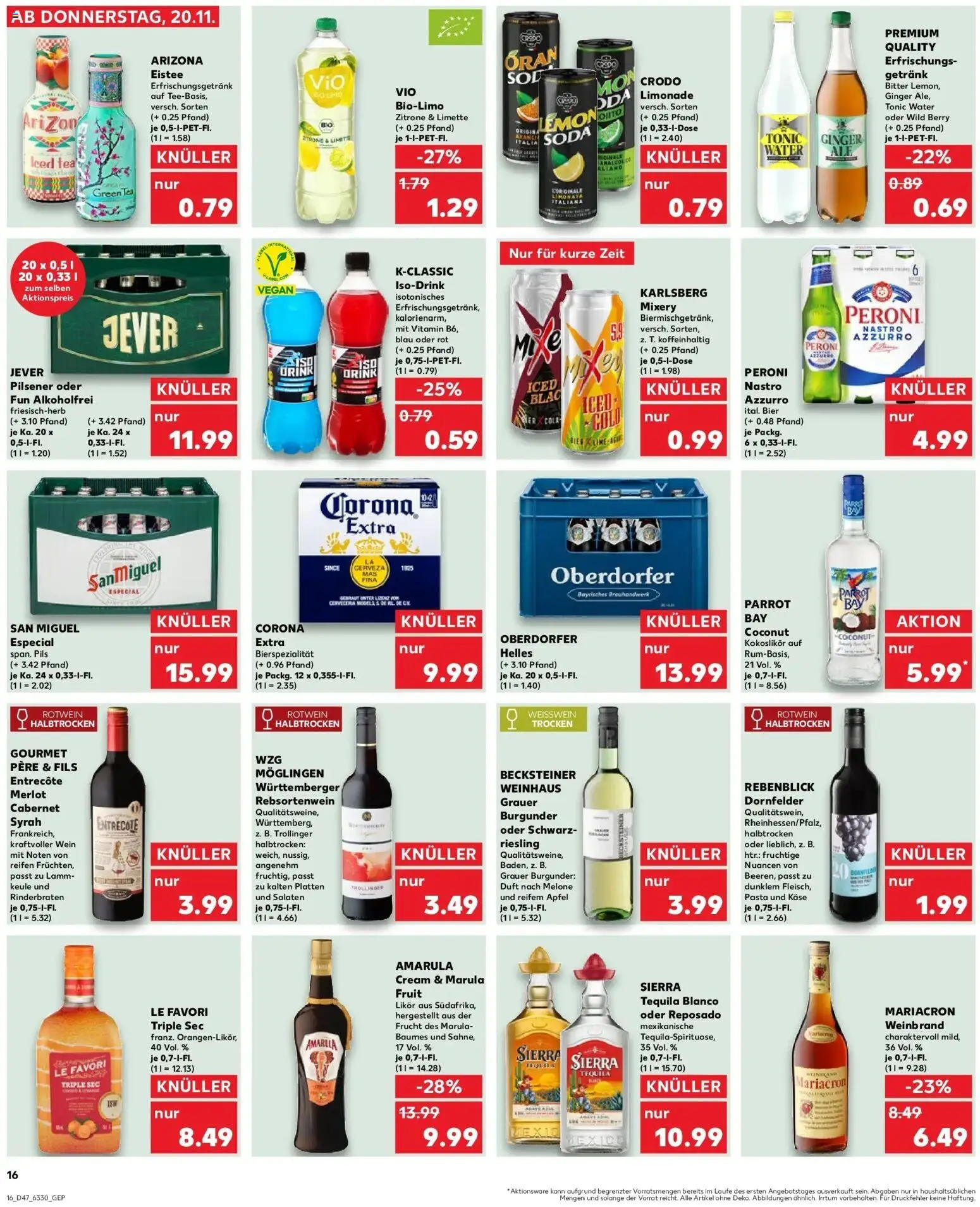Kaufland prospekt Bremen	 – gültig ab 20.11.2025 | Seite: 16 | Produkte: Rotwein halbtrocken, Limonade, Jever, Pasta