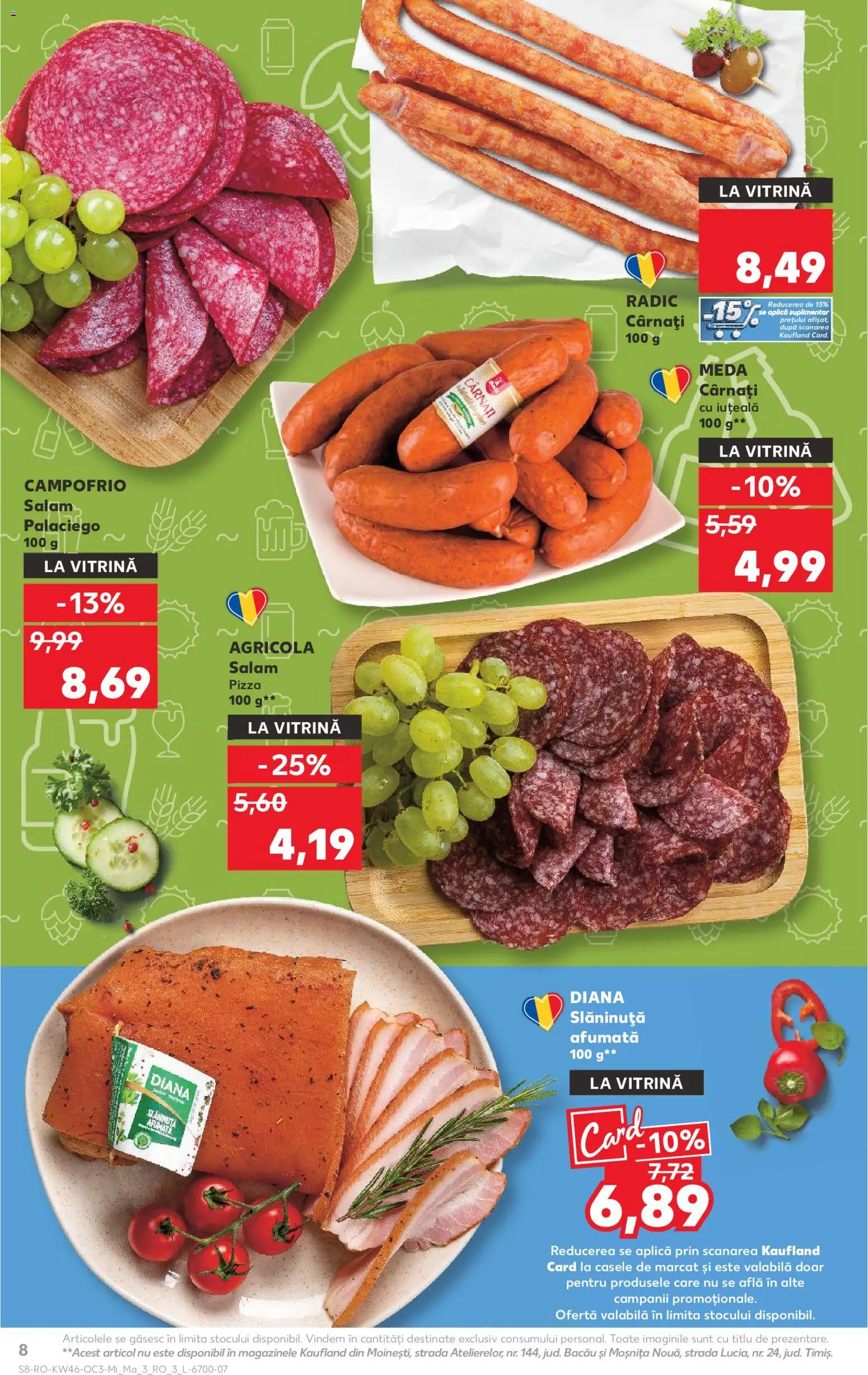 Noul catalog Kaufland – valabil de la 12.11.2025 | Pagină: 8 | Produse: Vitrină, Salam, Pizza, Cârnați