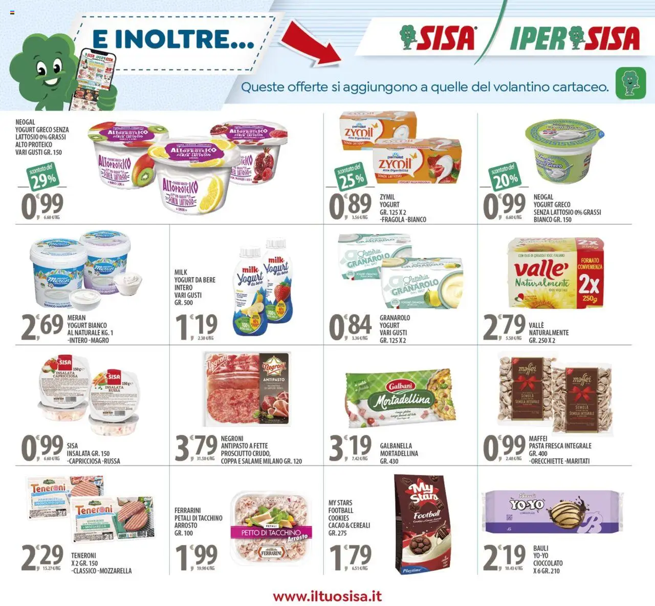 Volantino SISA del 08.08.2025 | Pagina: 21 | Prodotti: Yogurt, Insalata, Tacchino, Hamburger