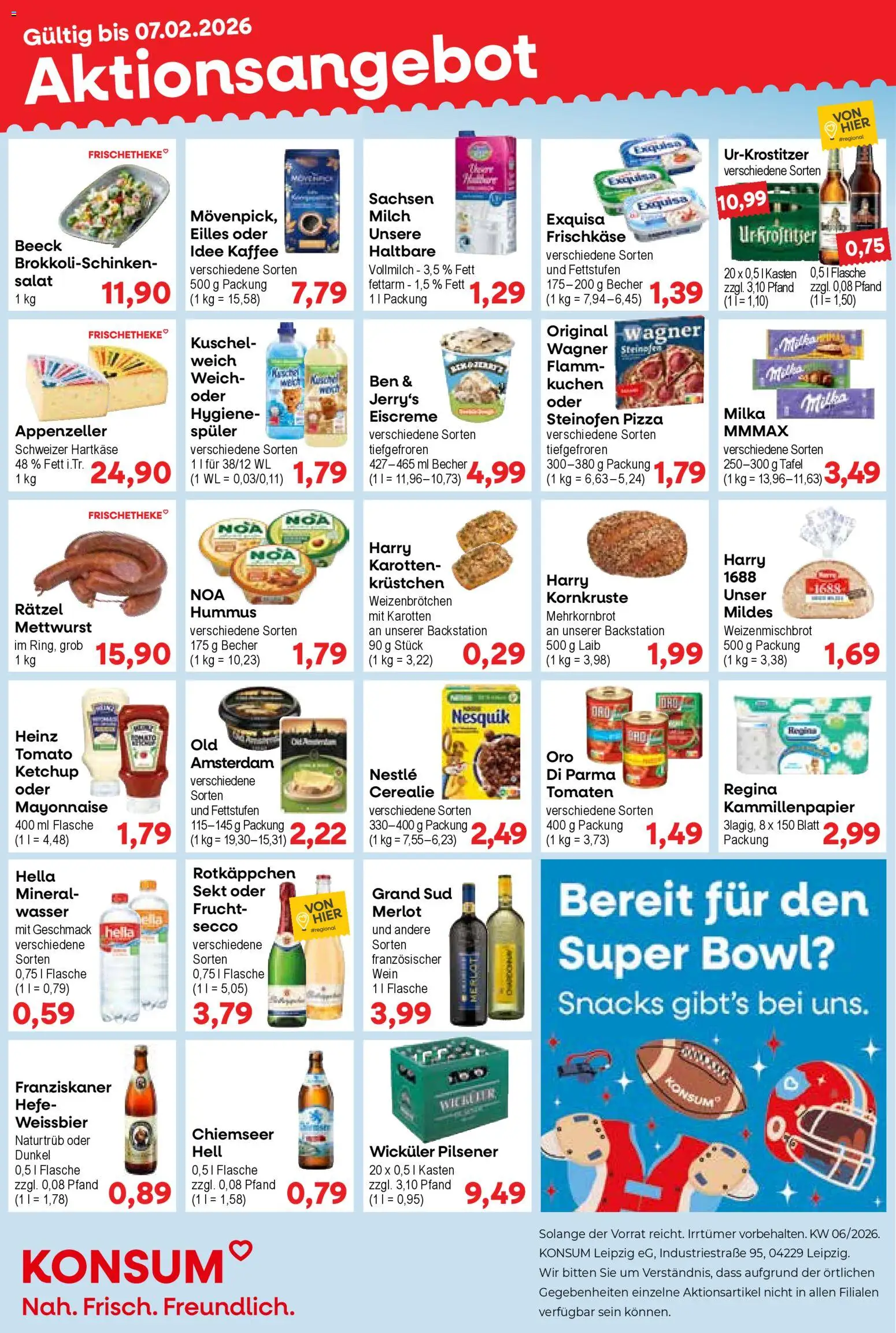 KONSUM Leipzig Prospekt – gültig ab 01.01.2026 | Seite: 1 | Produkte: Franziskaner, Tomaten, Eiscreme, Hefe weissbier