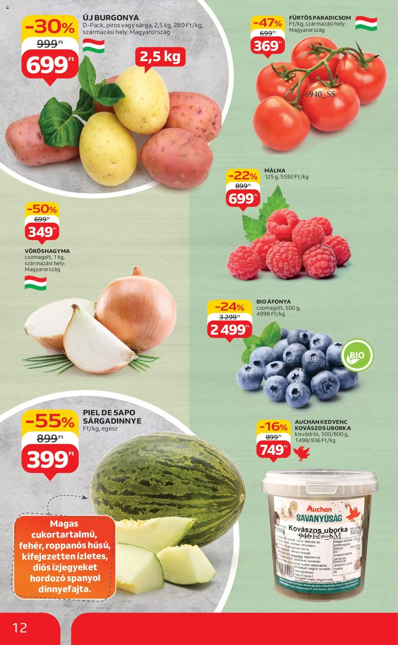 Auchan akciós ujság - amely érvényes a következő dátumtól: 07.08.2025 | Oldal: 12 | Termékek: Burgonya, Vöröshagyma, Paradicsom, Só