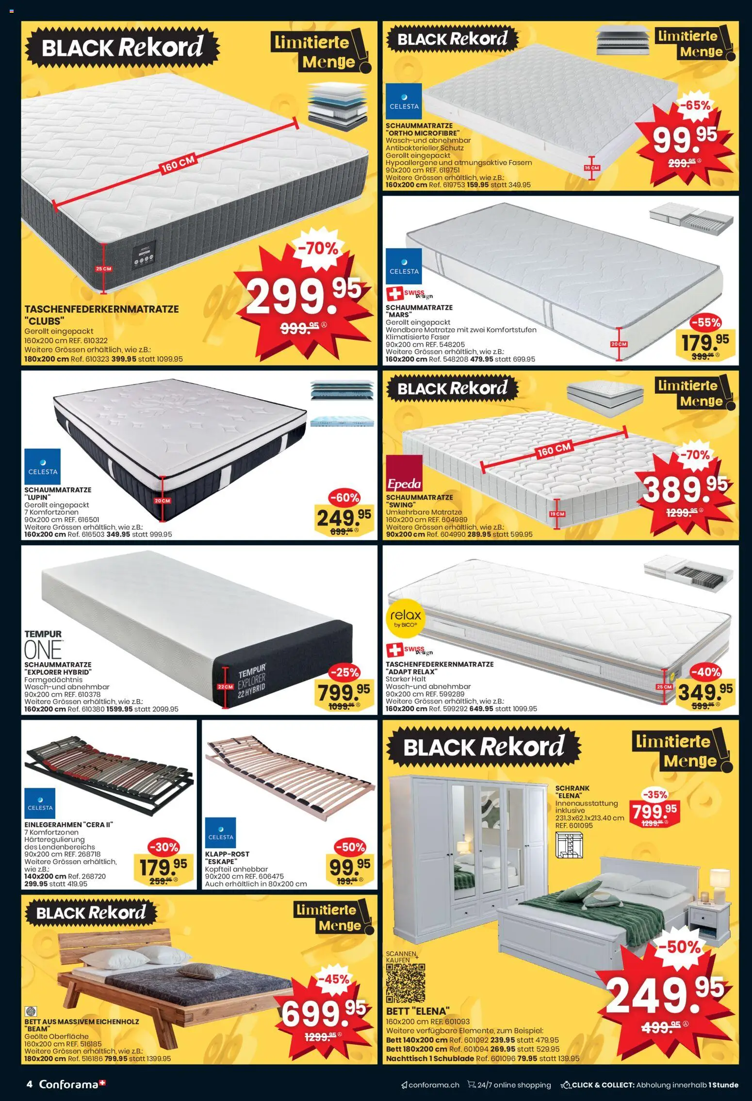 Conforama - Black Friday – gültig ab 23.11.2025 | Seite: 4 | Produkte: Matratze, Nachttisch, Schrank, Bett