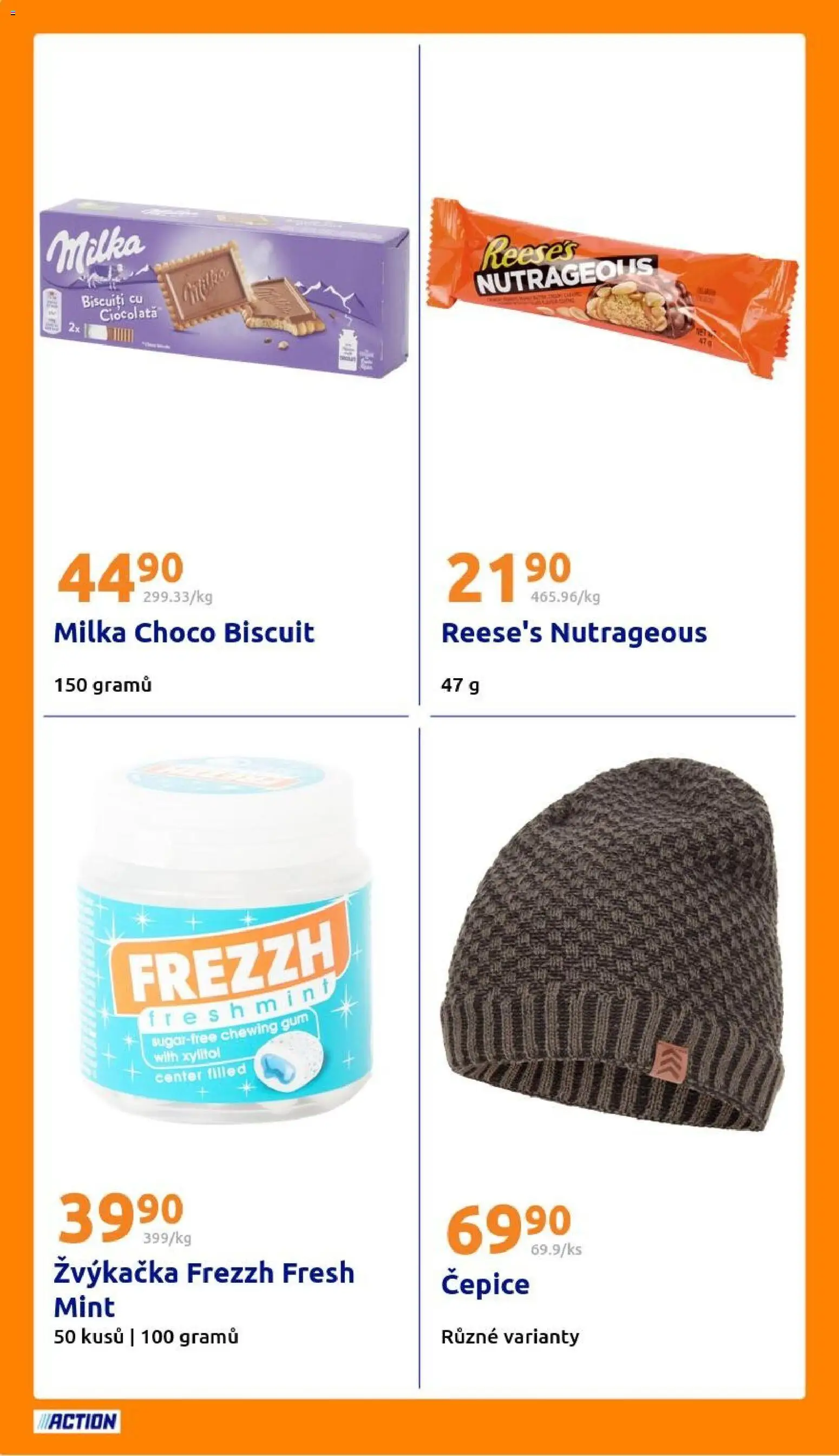 Action leták od 19.11.2025 | Strana: 22 | Produkty: Reese's, Xylitol, Milka, Čepice