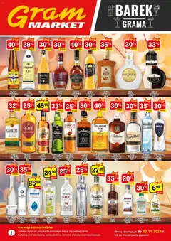 Pogląd oferty "Gram Market Gazetka - Barek" - ważna od 04.11.2025 | Strona: 1 | Produkty: Grant's, Jack Daniel's, Wódka, Whisky