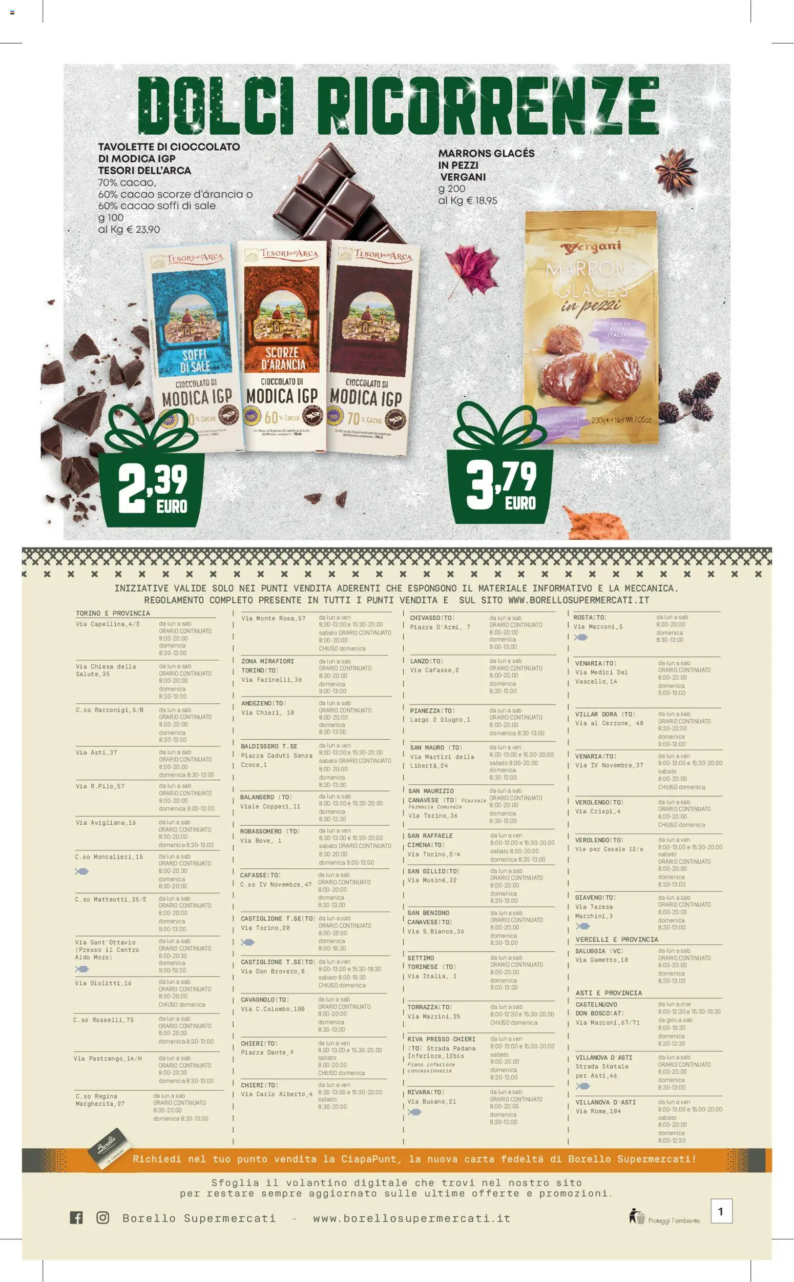 Volantino Borello Supermercati del 20.11.2025 | Pagina: 12 | Prodotti: Cioccolato, Sale, Cacao