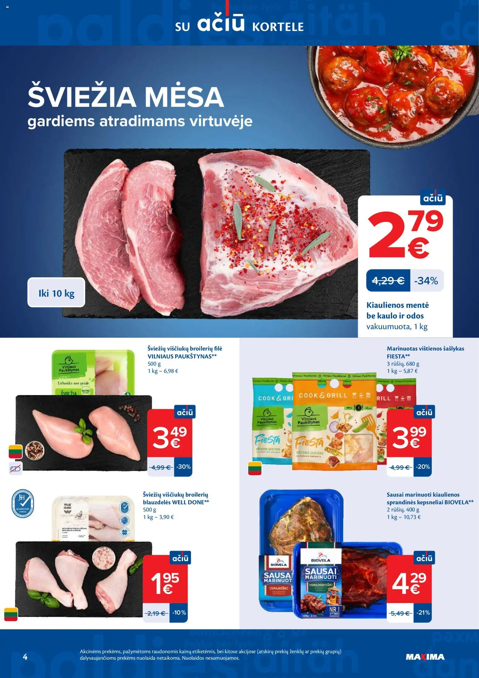 MAXIMA akcijos nuo 14.04.2026 | Puslapis: 4 | Prekių: Vištienos, Kiaulienos, Viščiukų