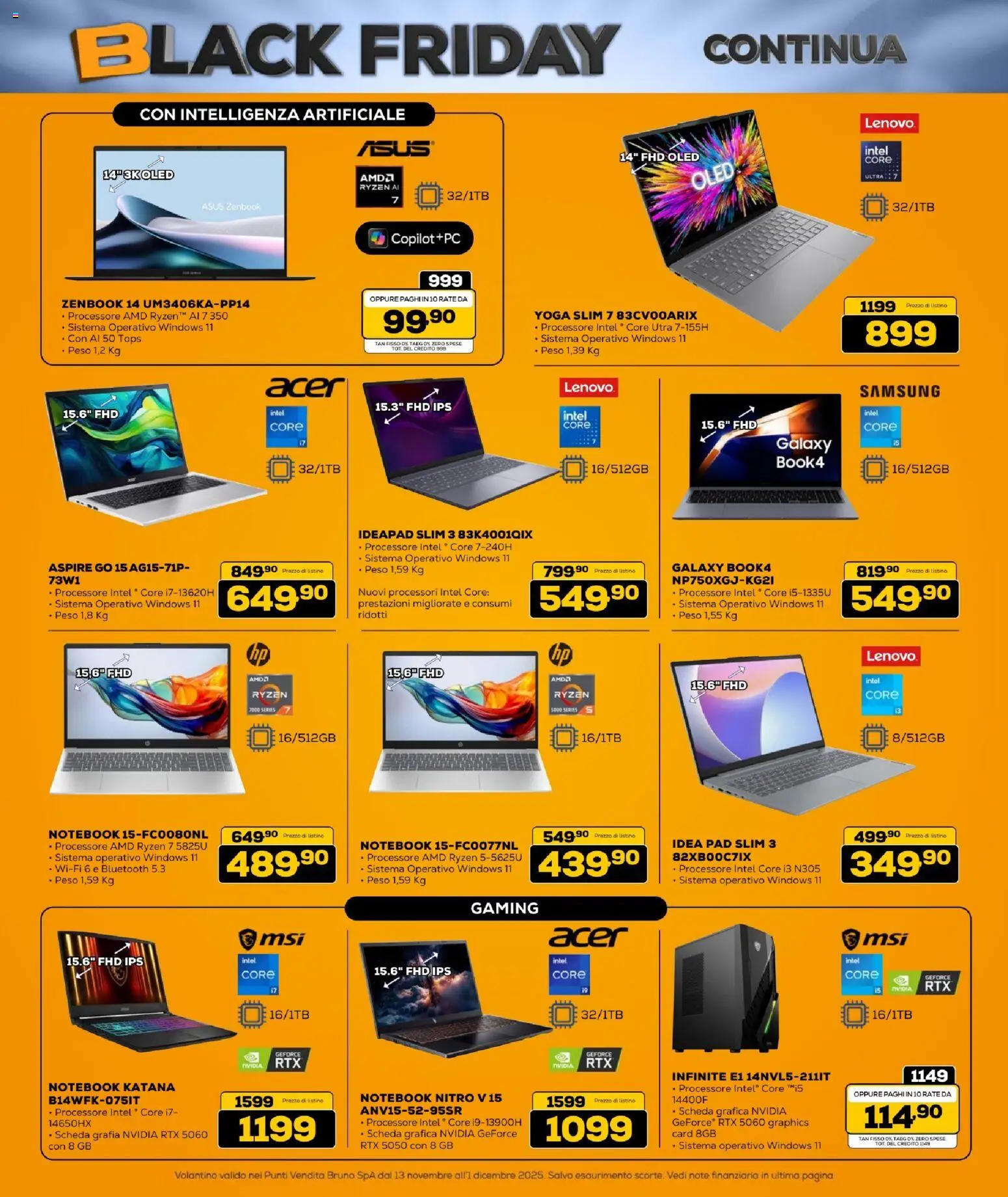 Volantino BRUNO del 13.11.2025 | Pagina: 10 | Prodotti: Notebook, Samsung
