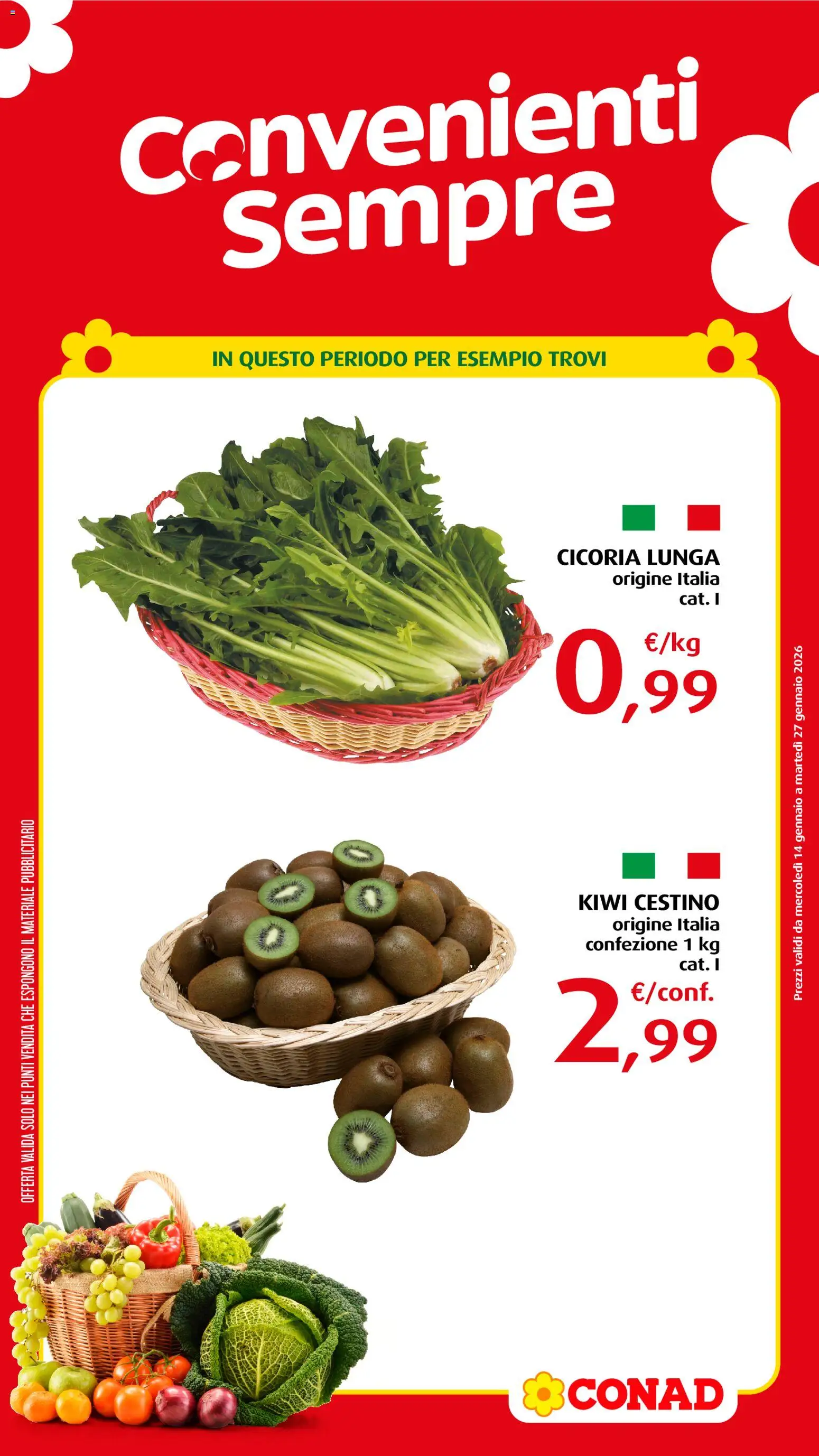 Volantino Conad del 14.01.2026 | Pagina: 2 | Prodotti: Kiwi, Cestino