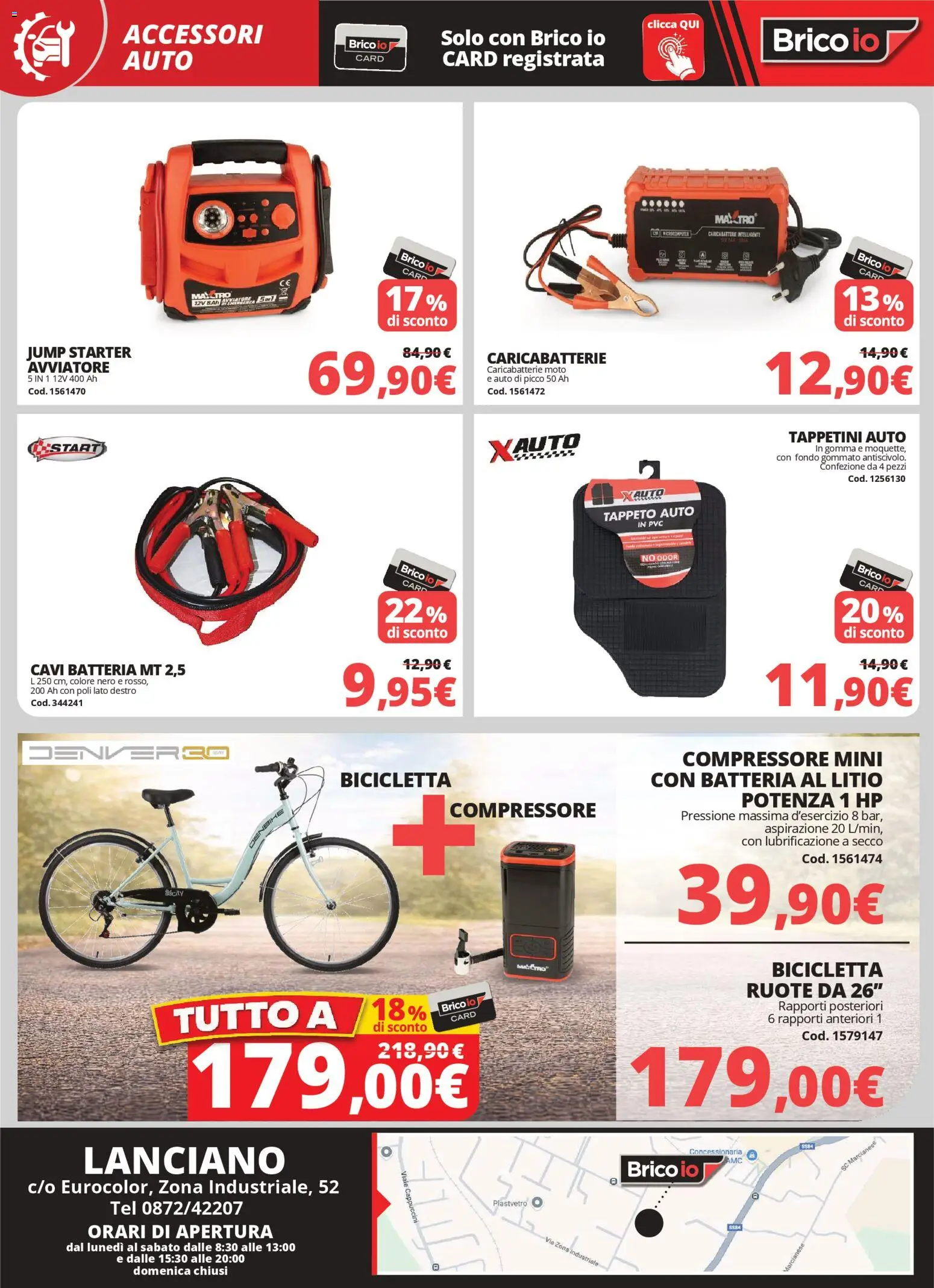 Volantino Brico io del 05.03.2026 | Pagina: 19 | Prodotti: Bicicletta, Compressore, Batteria, Tappeto