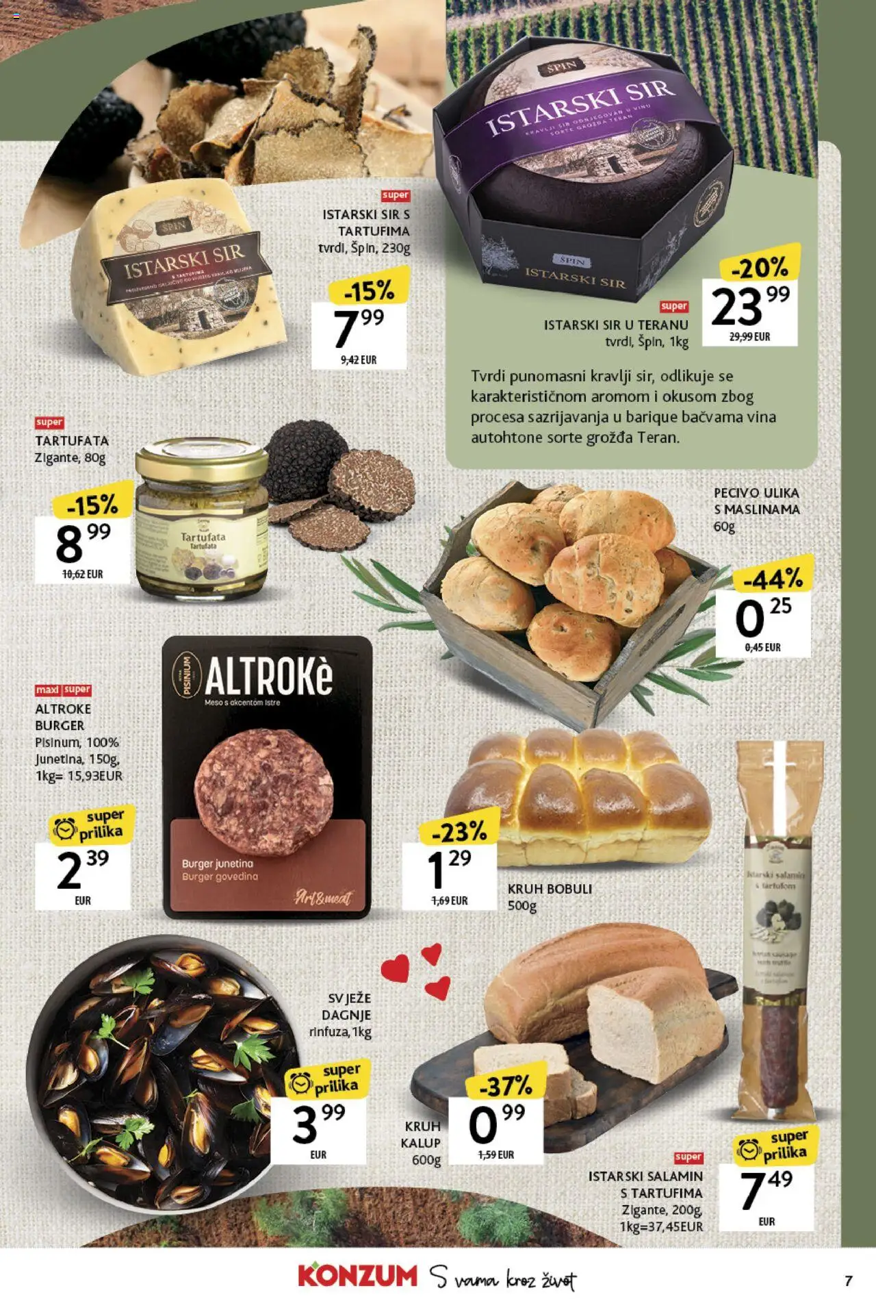 Konzum katalog | vrijedi od 19.05.2025 | Stranica: 7 | Proizvodi: Sir, Kruh, Pecivo, Dagnje