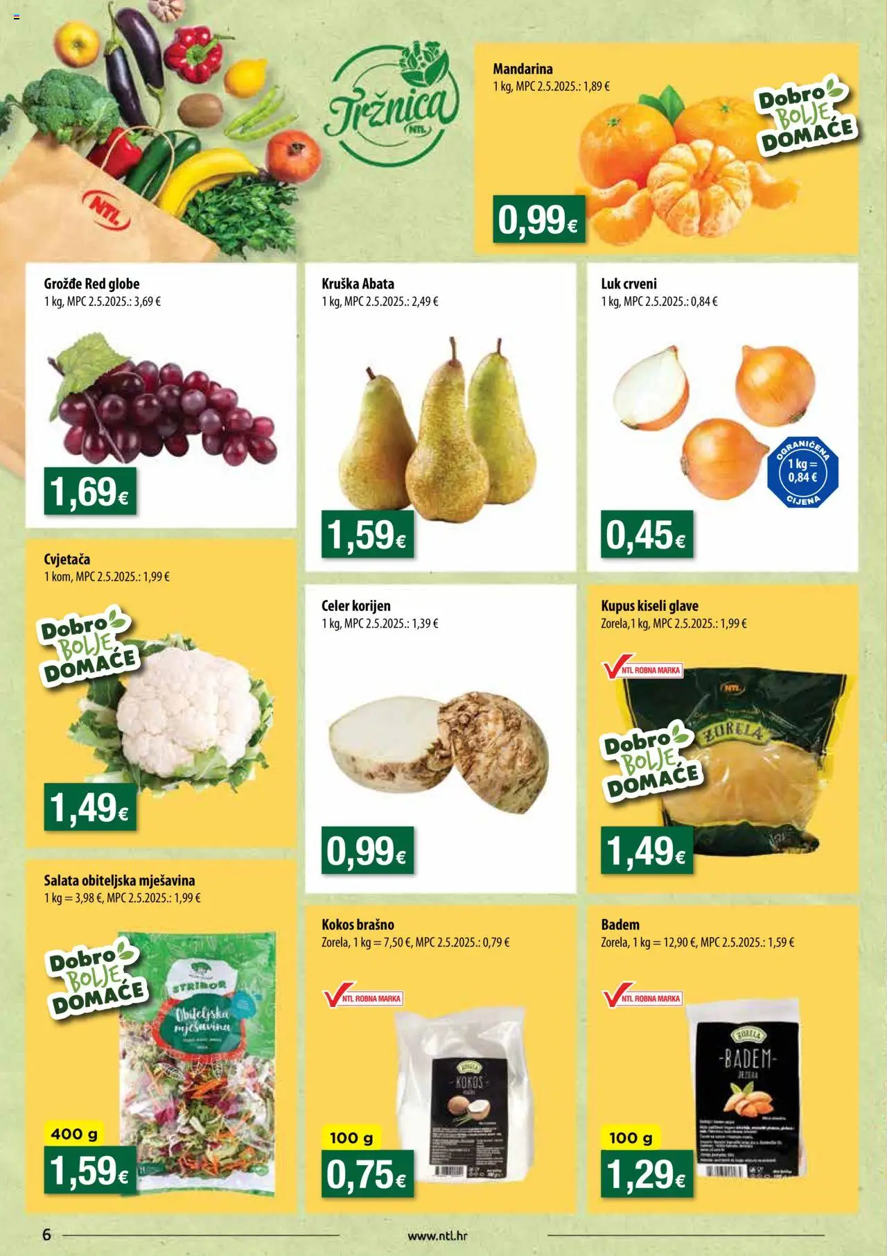 NTL katalog | vrijedi od 08.10.2025 | Stranica: 6 | Proizvodi: Mandarina, Salata, Luk, Kruška