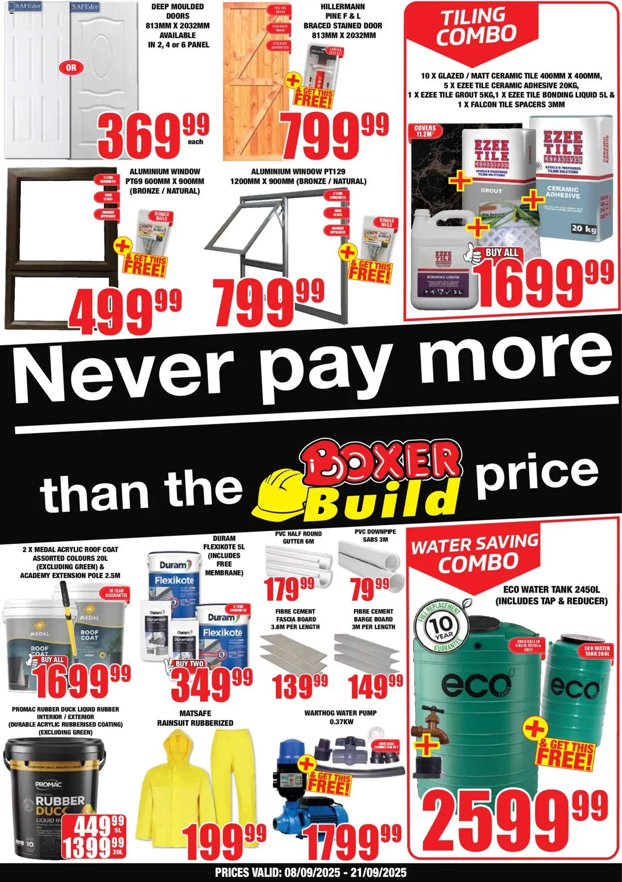 New Boxer catalogue – valid from 08.09.2025 | Page: 1 | Products: Coat, Tile grout, Tap, Water