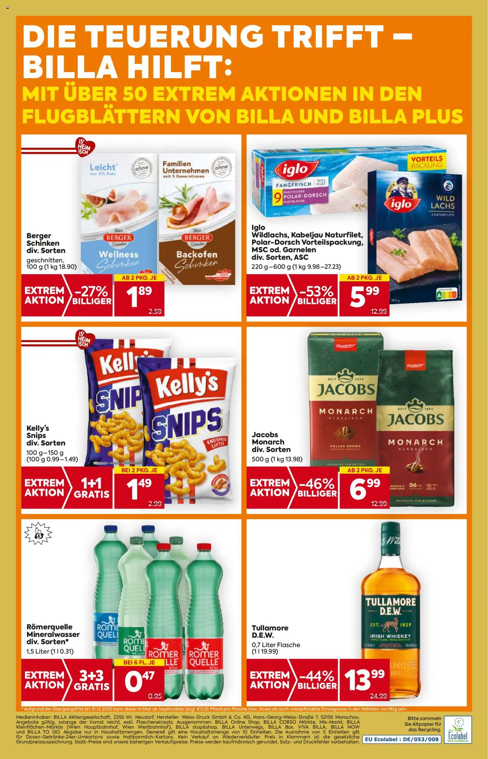 Billa Flugblatt - Salzburg gültig ab 13.11.2025 | Seite: 20 | Produkte: Whiskey, Schinken