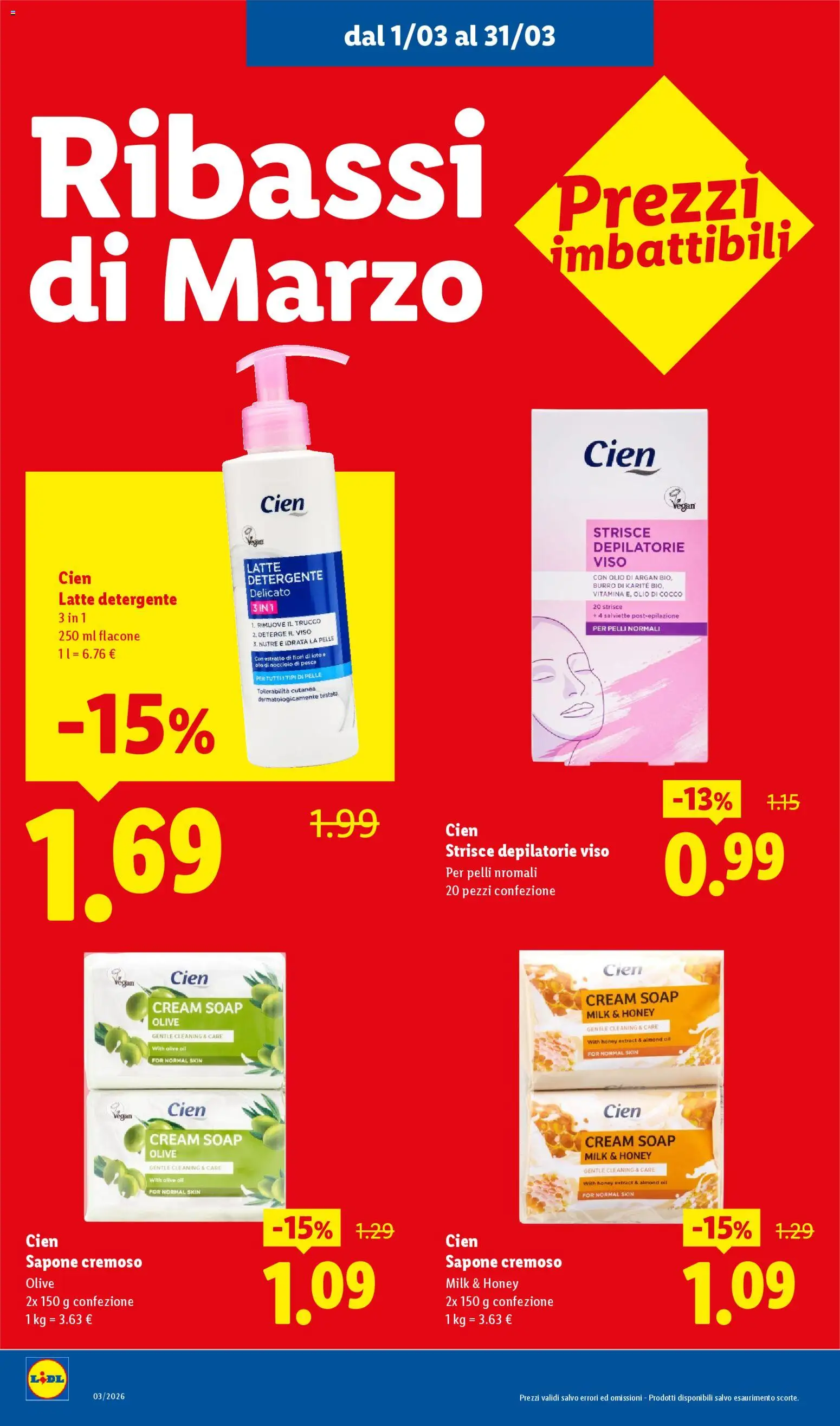 Volantino Lidl del 01.03.2026 | Pagina: 12 | Prodotti: Sapone, Latte, Olio, Olive