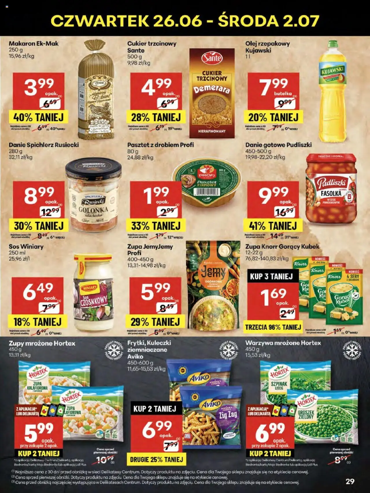 Delikatesy Centrum Gazetka - Sklepy Własne od 26.06.2025 | Strona: 29 | Produkty: Groszek, Kuleczki ziemniaczane, Zupa, Cukier