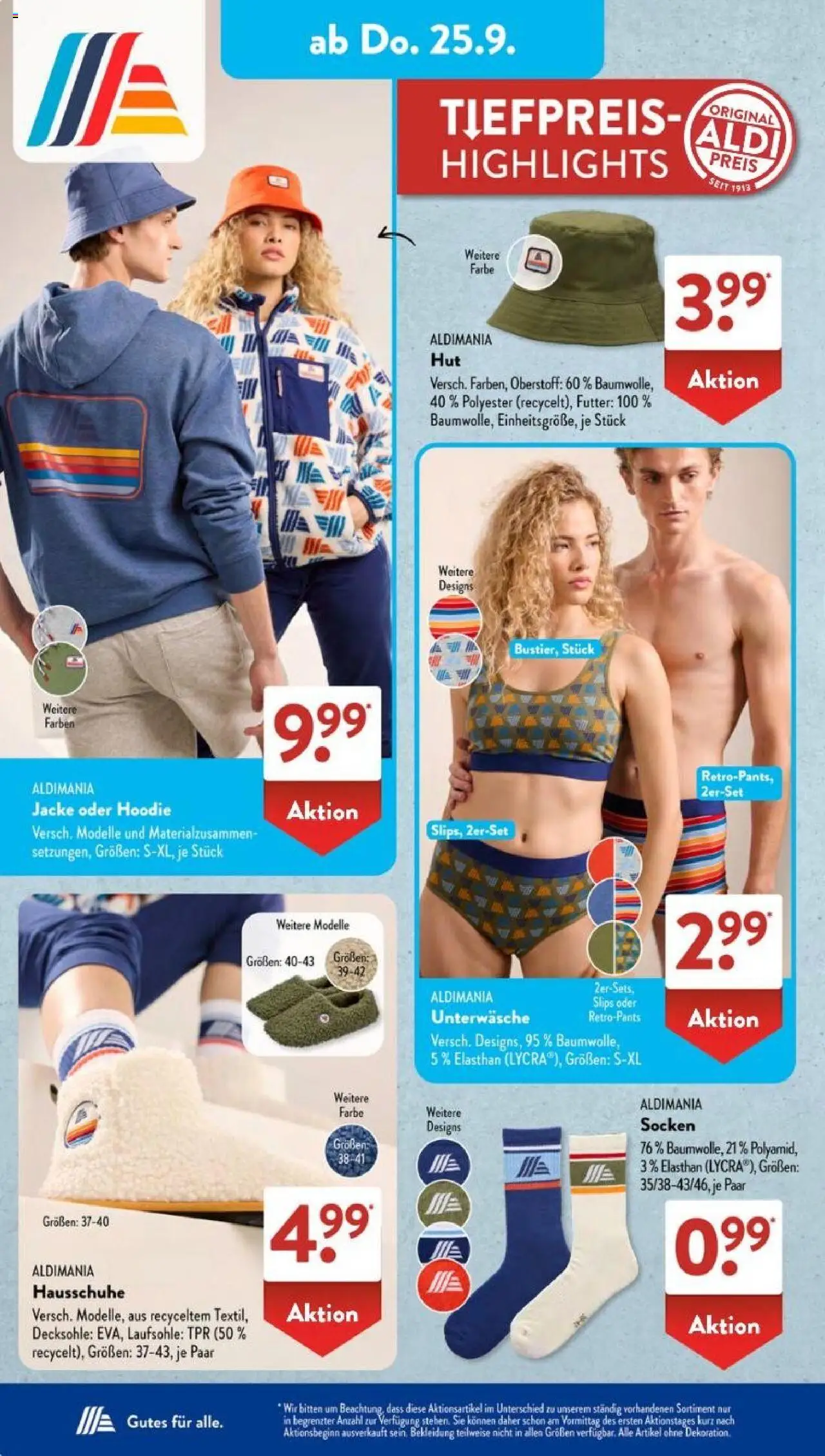 Aldi Süd Prospekt 	 – gültig ab 22.09.2025 | Seite: 12 | Produkte: Hoodie, Bekleidung, Jacke, Socken