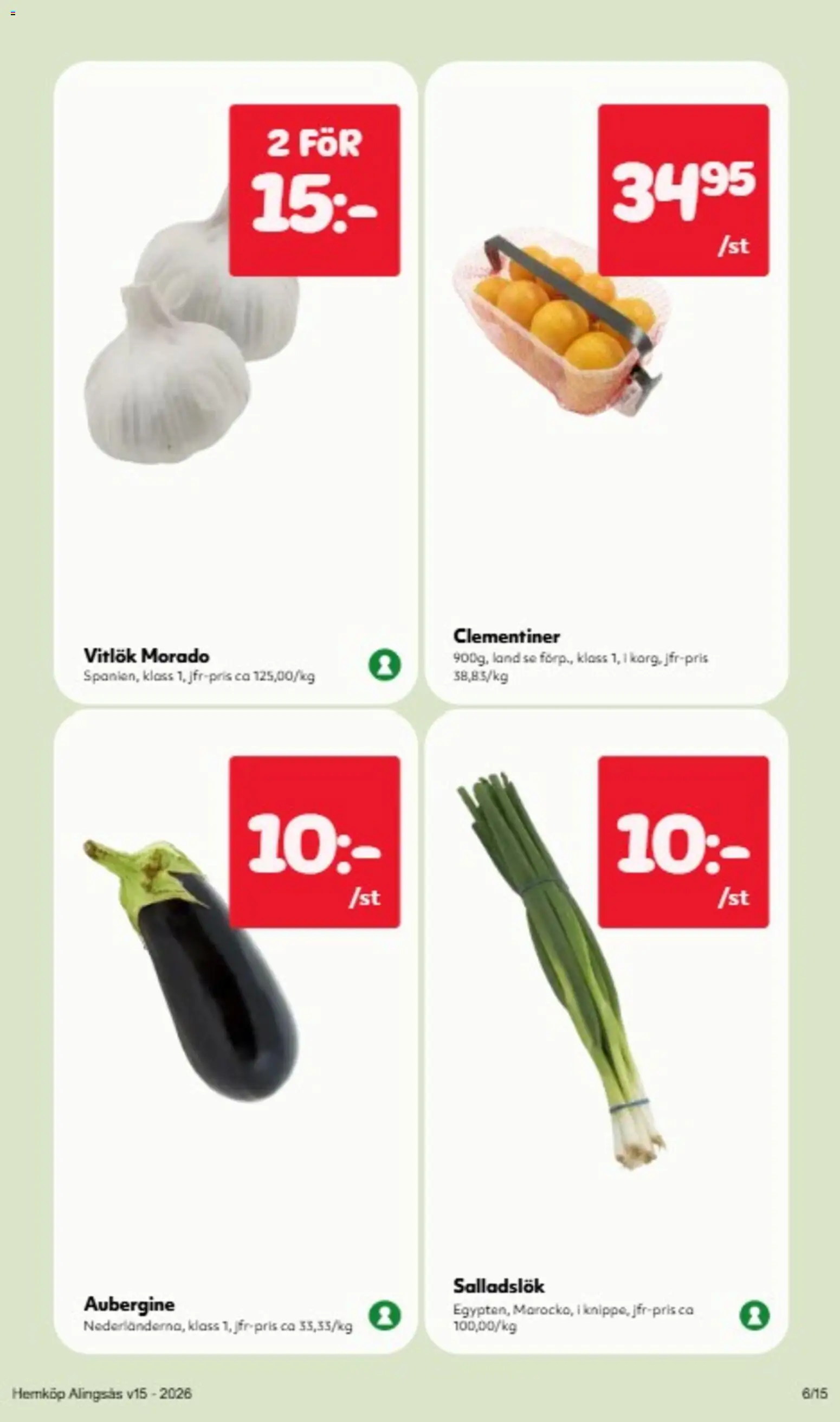 Hemköp reklamblad aktuell från 06.04.2026 | Sida: 9 | Produkter: Korg, Vitlök, Salladslök, Aubergine
