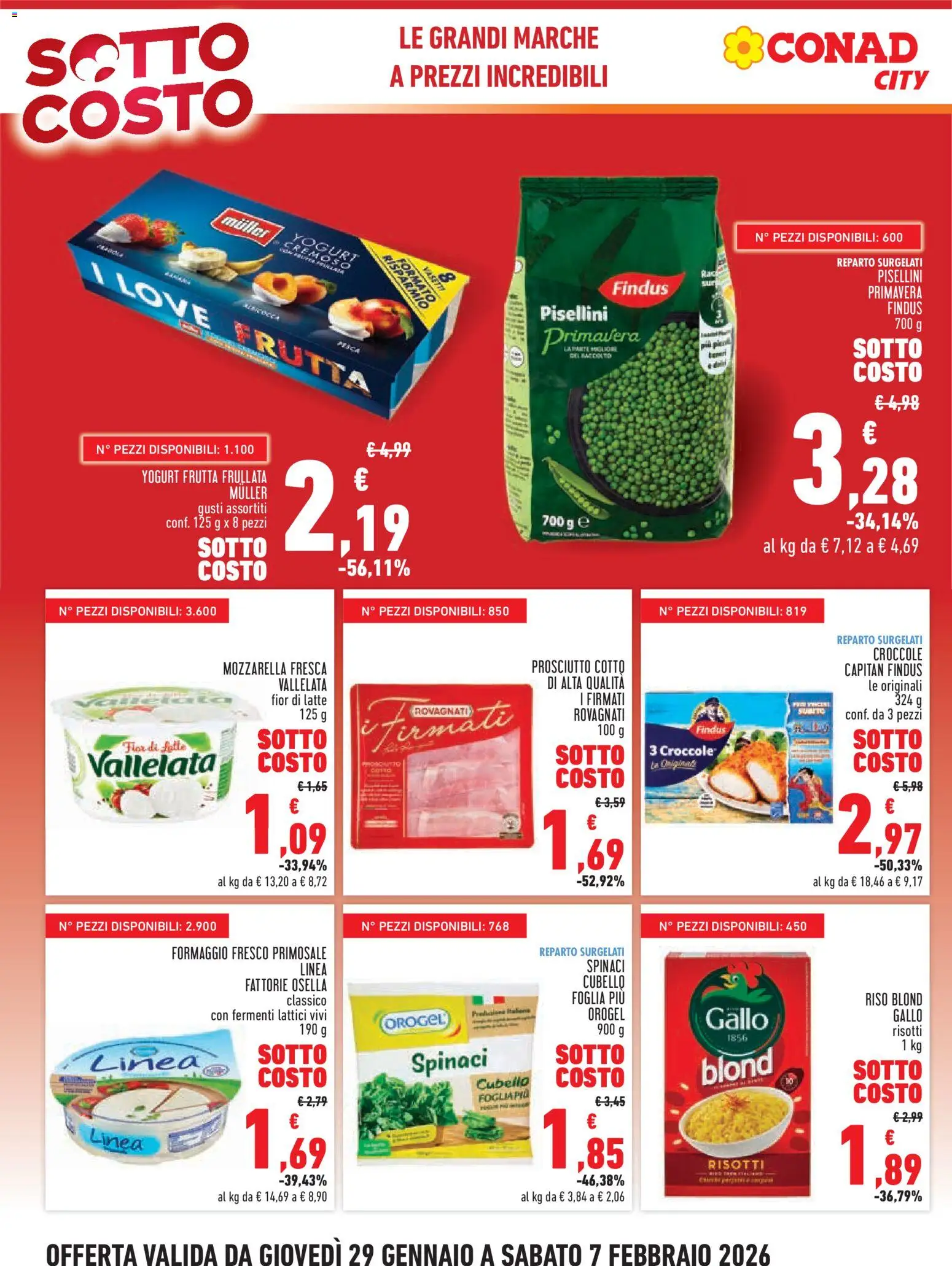 Volantino Conad del 29.01.2026 | Pagina: 2 | Prodotti: Prosciutto Cotto, Frutta, Mozzarella, Formaggio