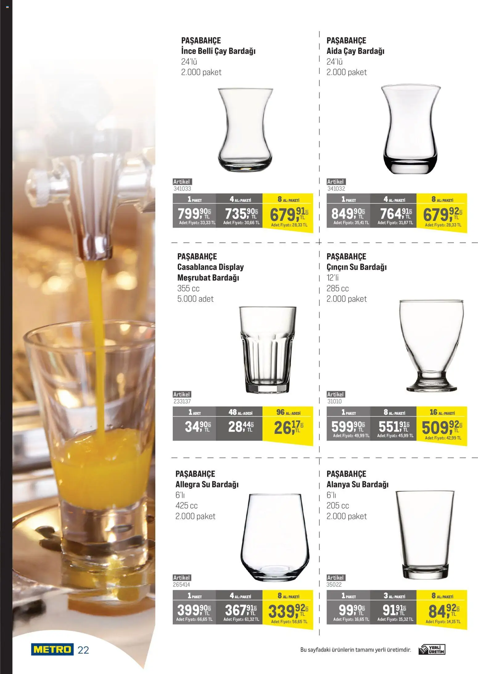 Metro - Şehir Otelleri - 05.11.2025 tarihinden itibaren geçerlidir | Sayfa: 22 | Ürünler: Çay, Su, Çay bardağı, Su bardağı
