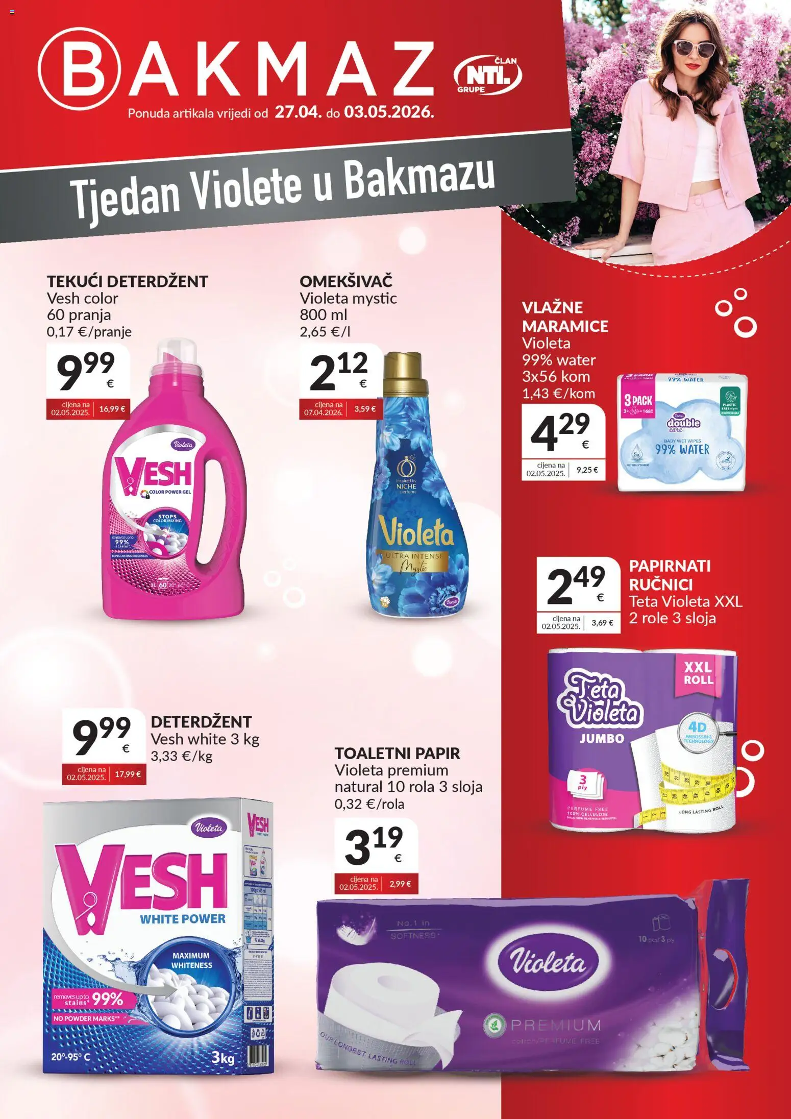 Bakmaz katalog | vrijedi od 27.04.2026 | Stranica: 1 | Proizvodi: Feta, Role, Deterdžent, Violeta