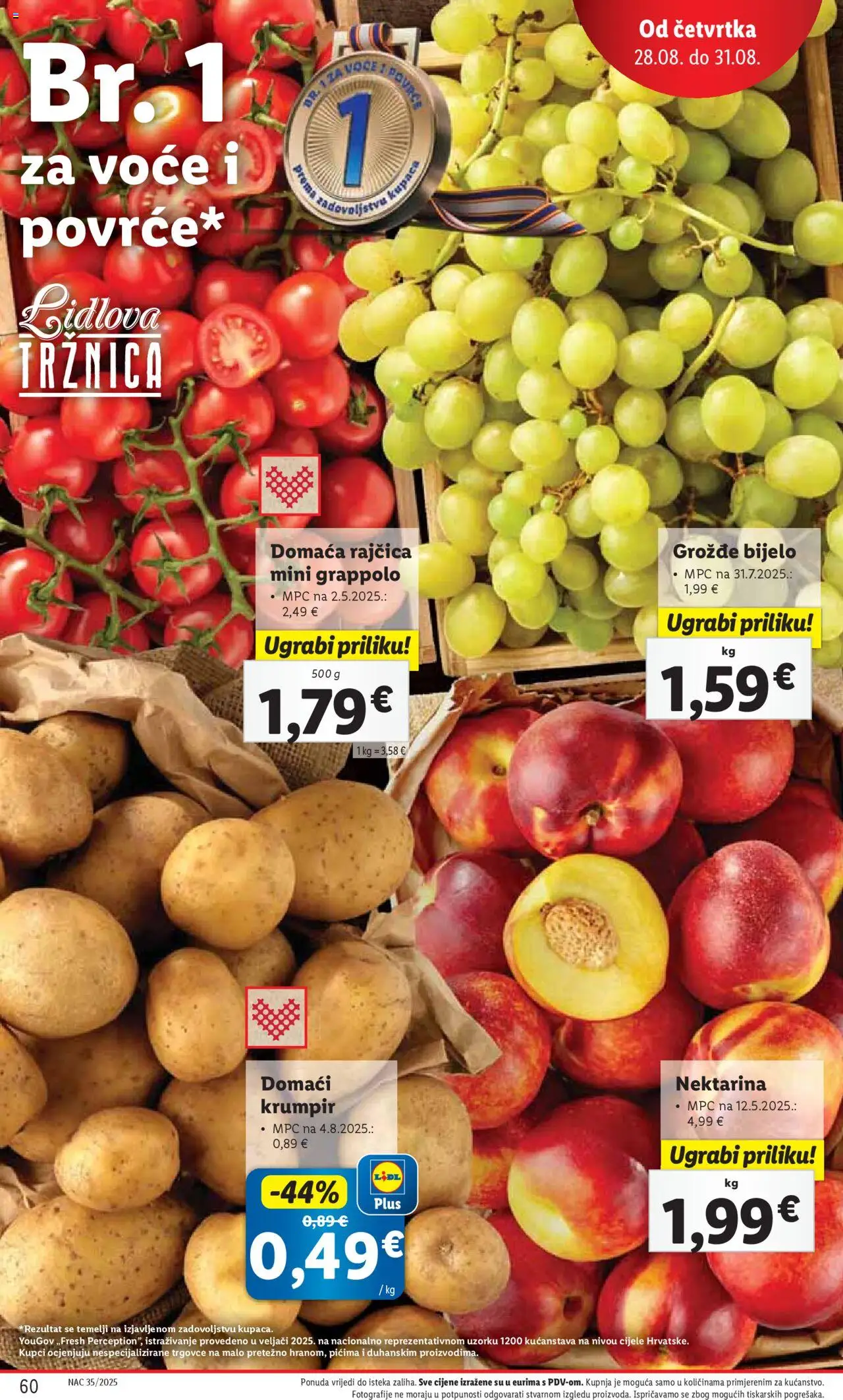 Lidl katalog | vrijedi od 25.08.2025 | Stranica: 60 | Proizvodi: Krumpir, Voće, Grožđe, Rajčica