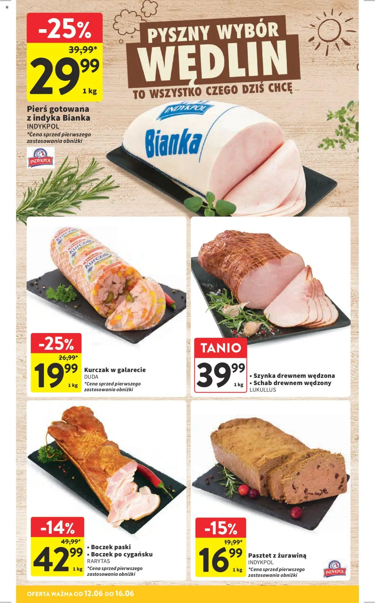 Intermarche Gazetka od 12.06.2025 | Strona: 16 | Produkty: Schab, Szynka, Boczek, Żurawina