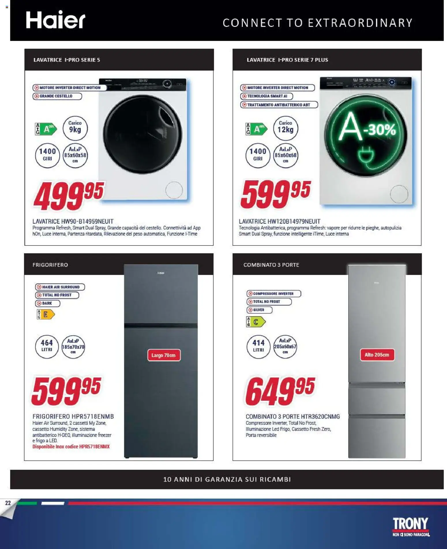 Volantino Trony del 15.01.2026 | Pagina: 22 | Prodotti: Compressore, Freezer, Lavatrice, Frigorifero combinato