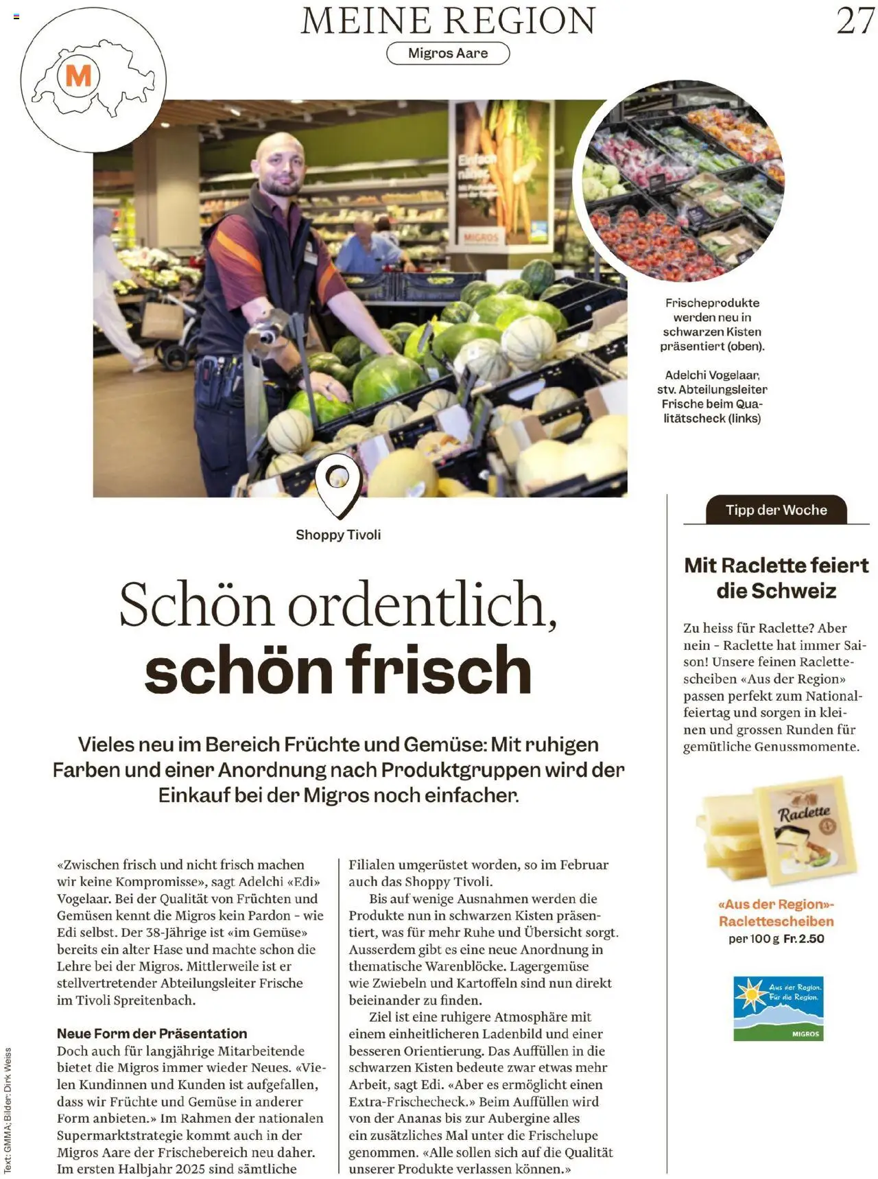Migros - Magazin ab 28.07.2025 | Seite: 27 | Produkte: Aubergine, Gemüse, Raclette, Bilder