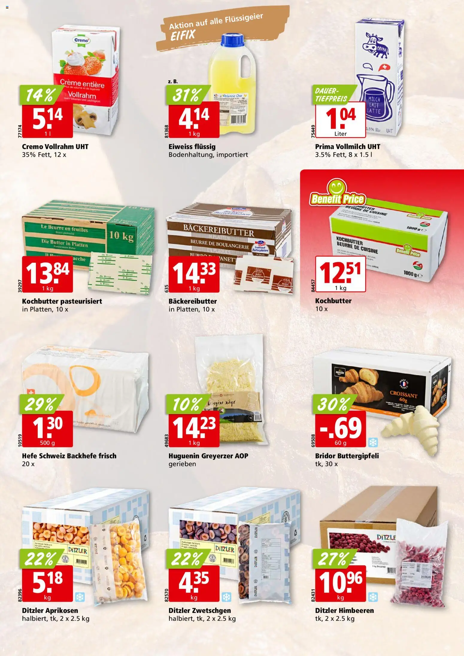 Aligro actionen Bäckerei Chavannes, Matran, Genf, Sitten – gültig ab 16.03.2026 | Seite: 2 | Produkte: Zwetschgen, Milch, Butter, Creme