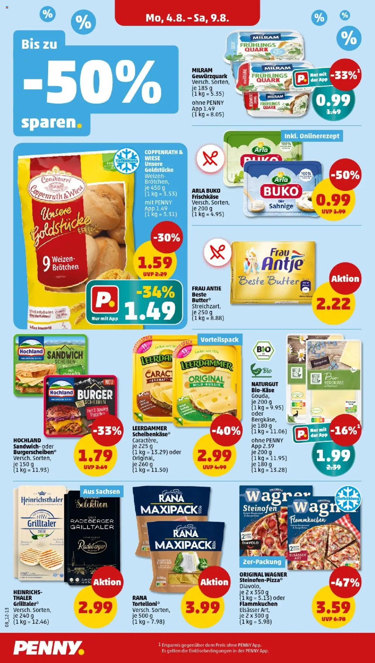 Penny - Sachsen - gültig ab dem 04.08.2025 | Seite: 8 | Produkte: Quark, Leerdammer, Paprika, Milram