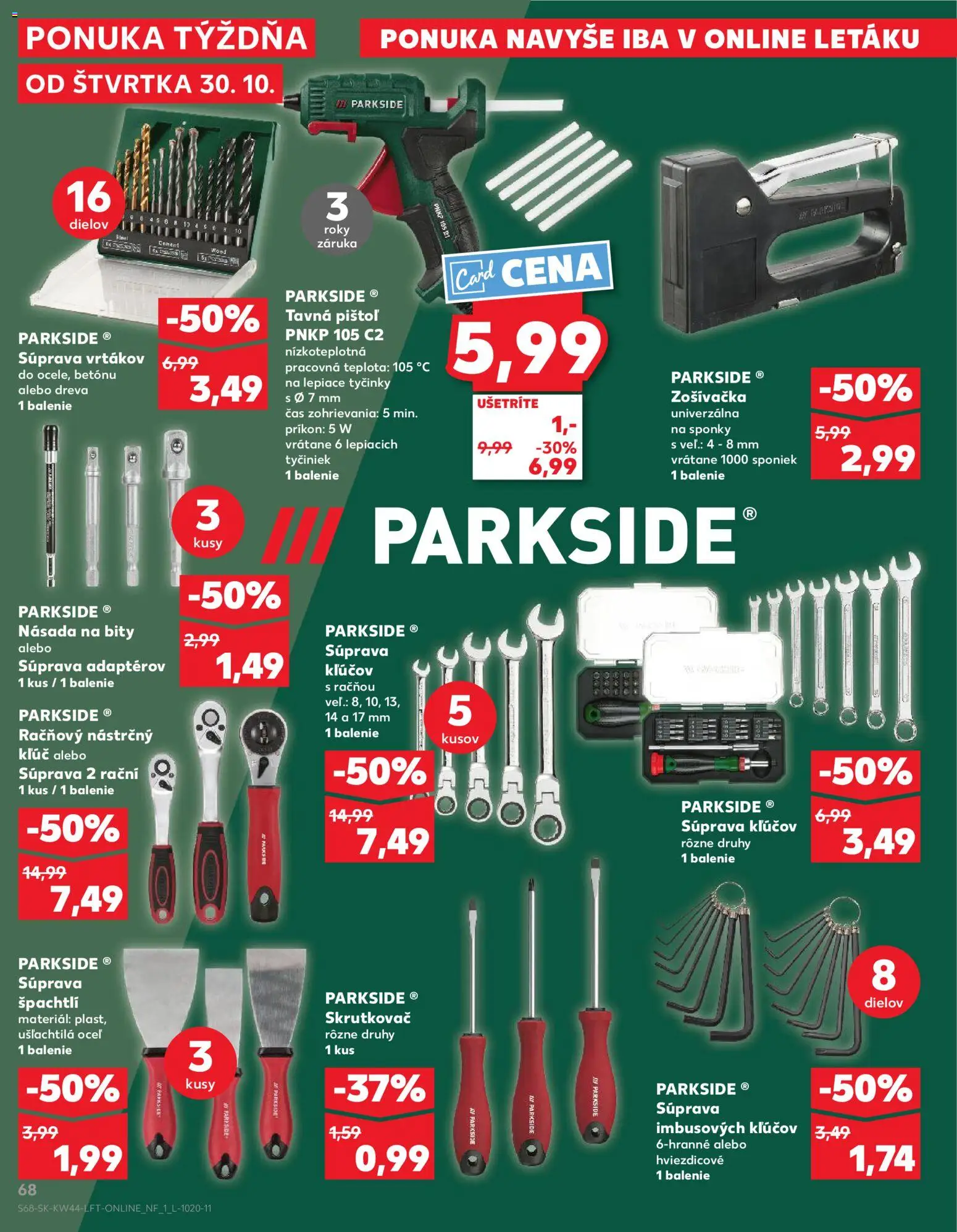 Nové Kaufland akcie – leták je platný od 30.10.2025 | Strana: 68 | Produkty: Skrutkovač, Parkside