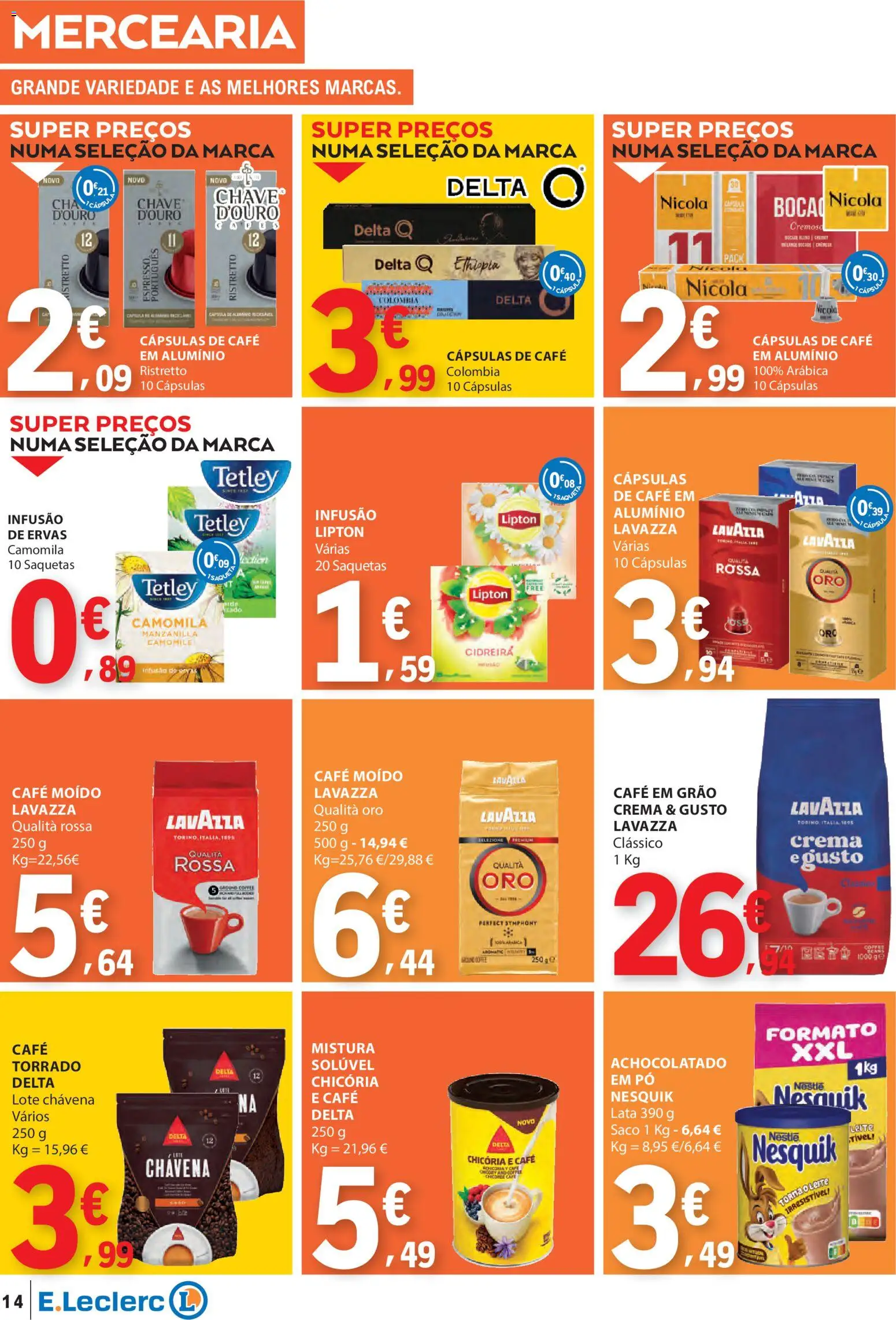 E.Leclerc folheto │ válido de 08.01.2026 | Página: 14 | Produtos: Delta q, Pó, Leite, Café