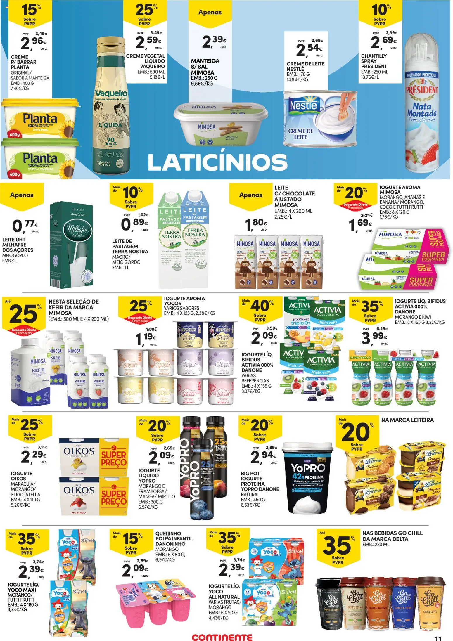 Continente - Açores │ válido de 05.03.2026 | Página: 11 | Produtos: Leite, Manteiga, Creme, Proteina
