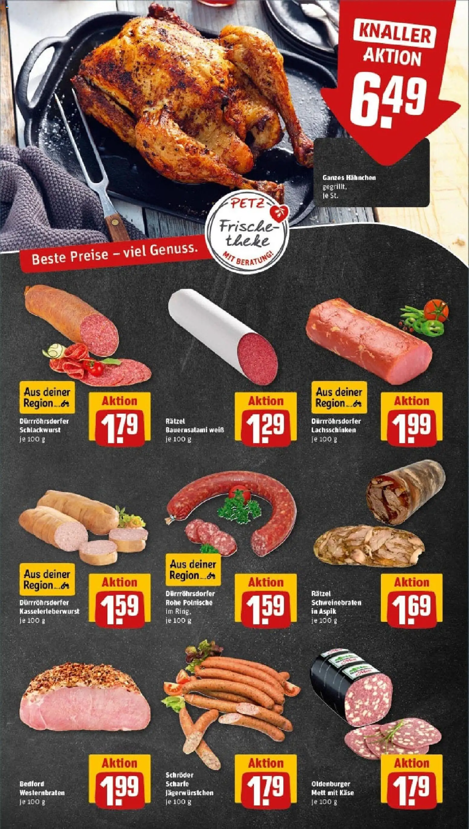 Rewe prospekt Pulsnitz	 – gültig ab 26.10.2025 | Seite: 12 | Produkte: Hahnchen, Käse, Theke, Salami