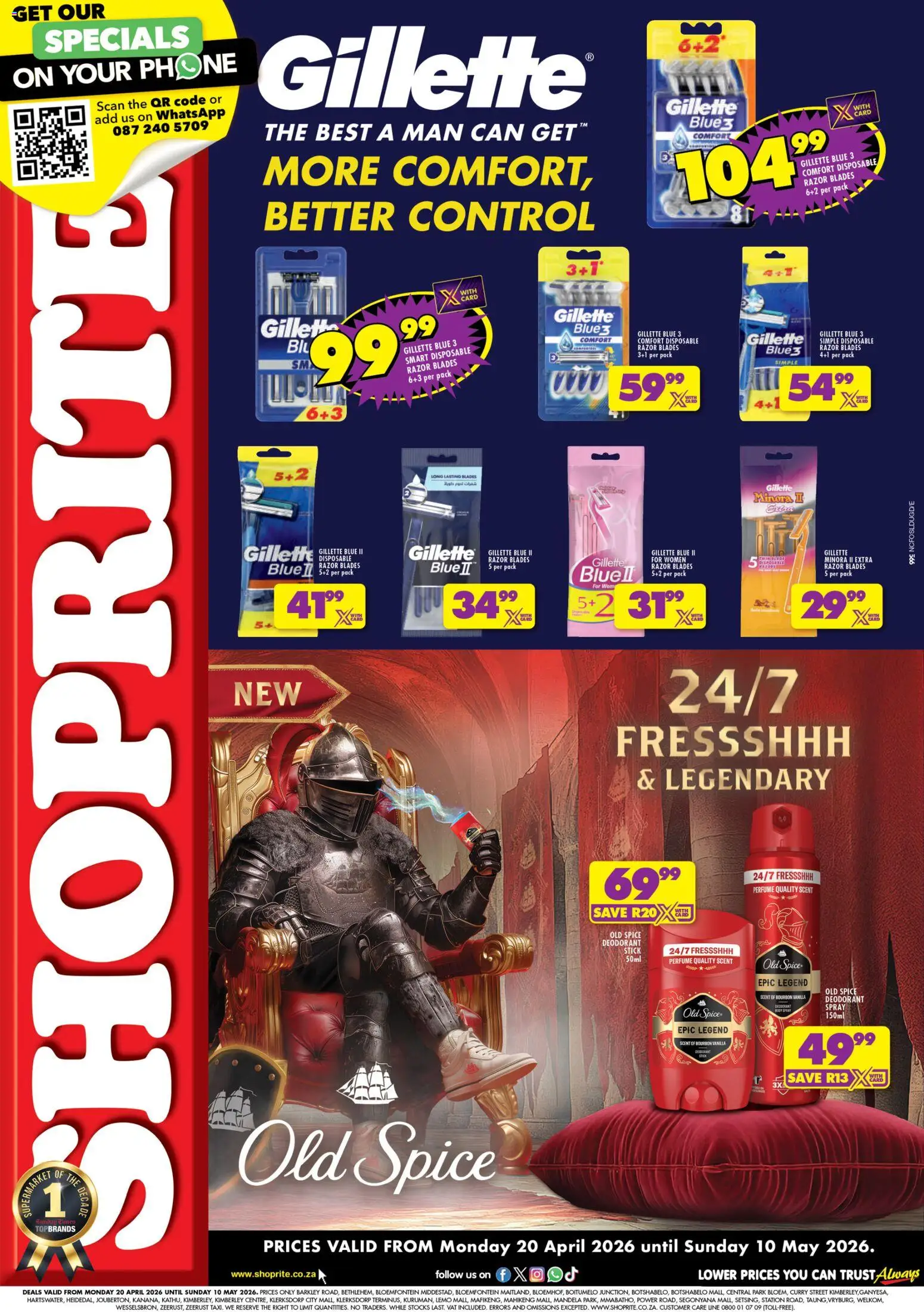 New Shoprite catalogue – valid from 20.04.2026 | Page: 1 | Products: Phone, Body spray, Bourbon, Deodorant