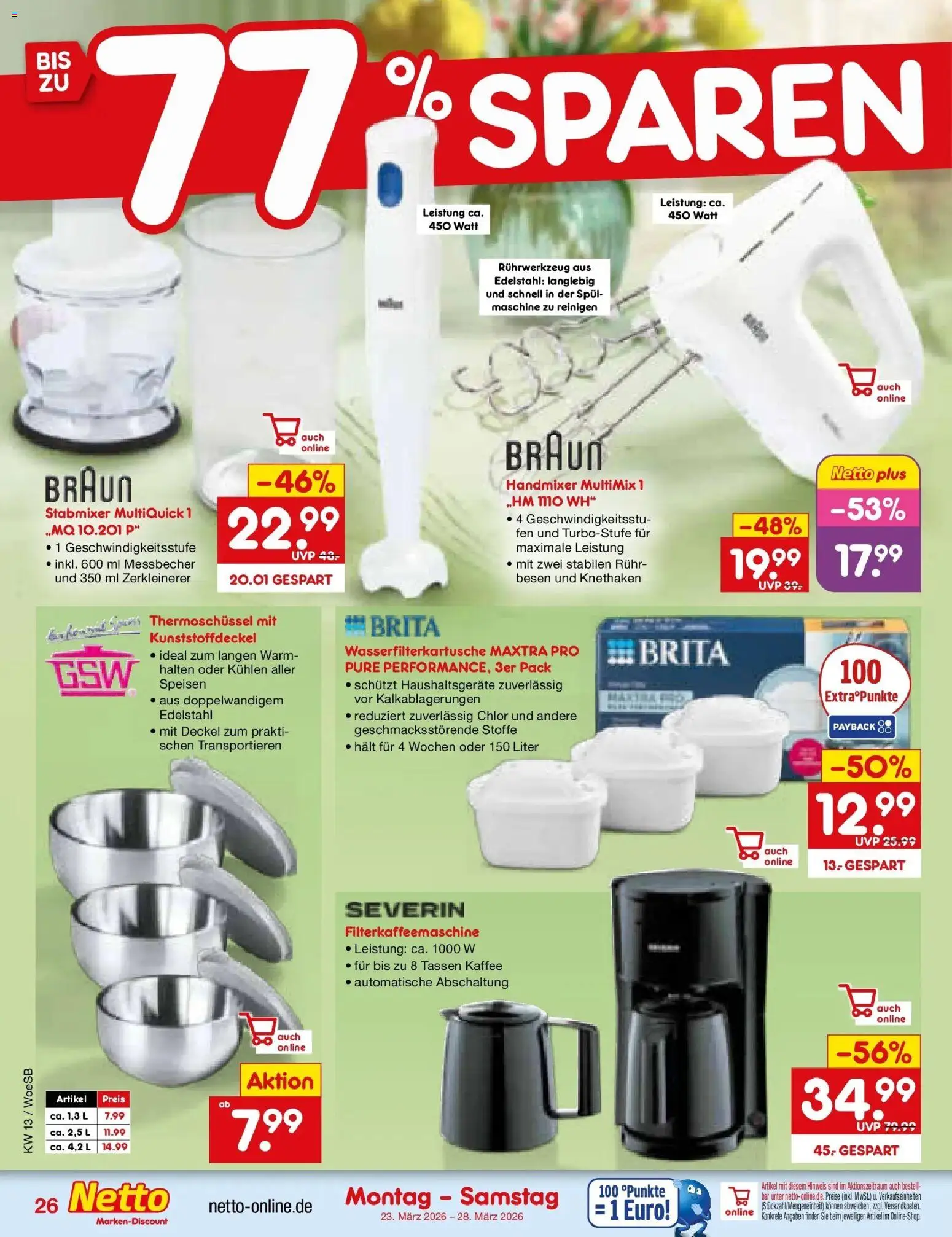 Netto Marken-Discount Prospekt Gemmingen	 – gültig ab 23.03.2026 | Seite: 36 | Produkte: Kaffee, Handmixer, Filterkaffeemaschine, Stabmixer