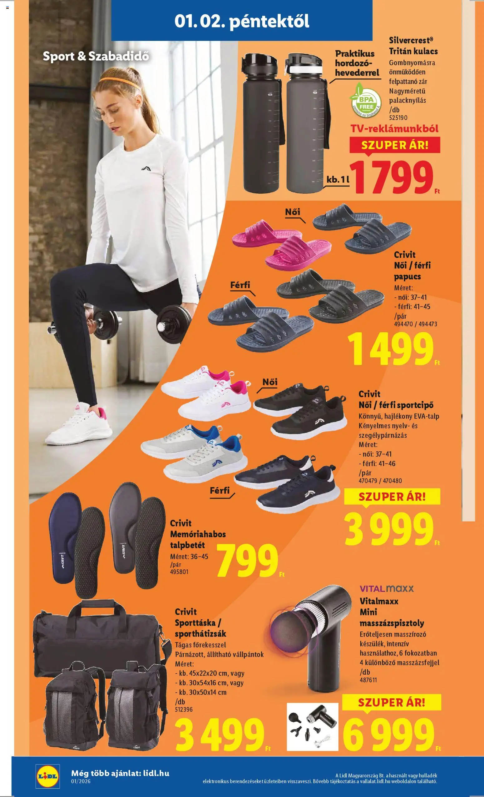 Lidl akciós ujság - amely érvényes a következő dátumtól: 02.01.2026 | Oldal: 24 | Termékek: Papucs, Sportcipő, Kulacs
